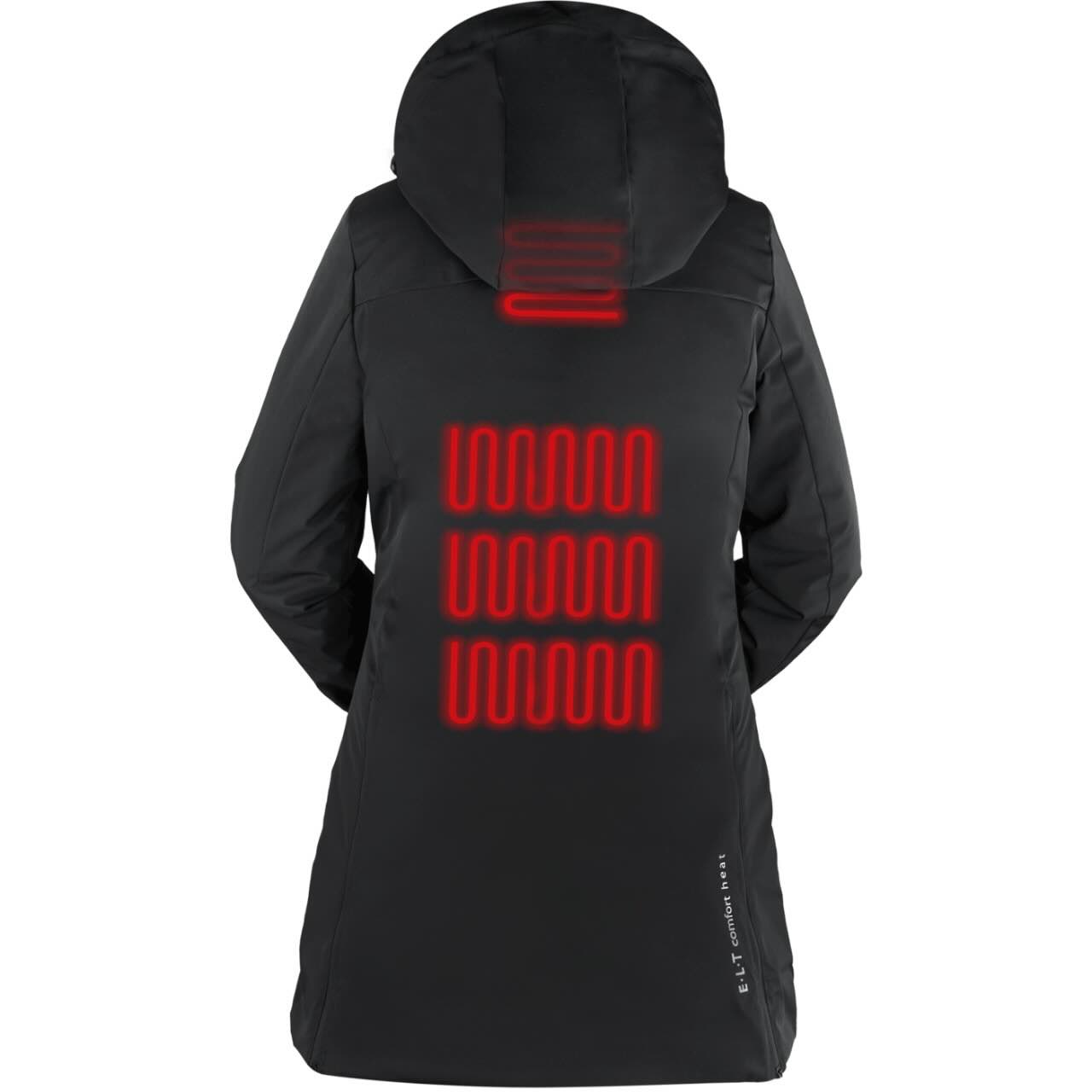 E.L.T Heizparka Damen Comfort Heat Heizjacke, Schwarz, Produkt allein von hinten.