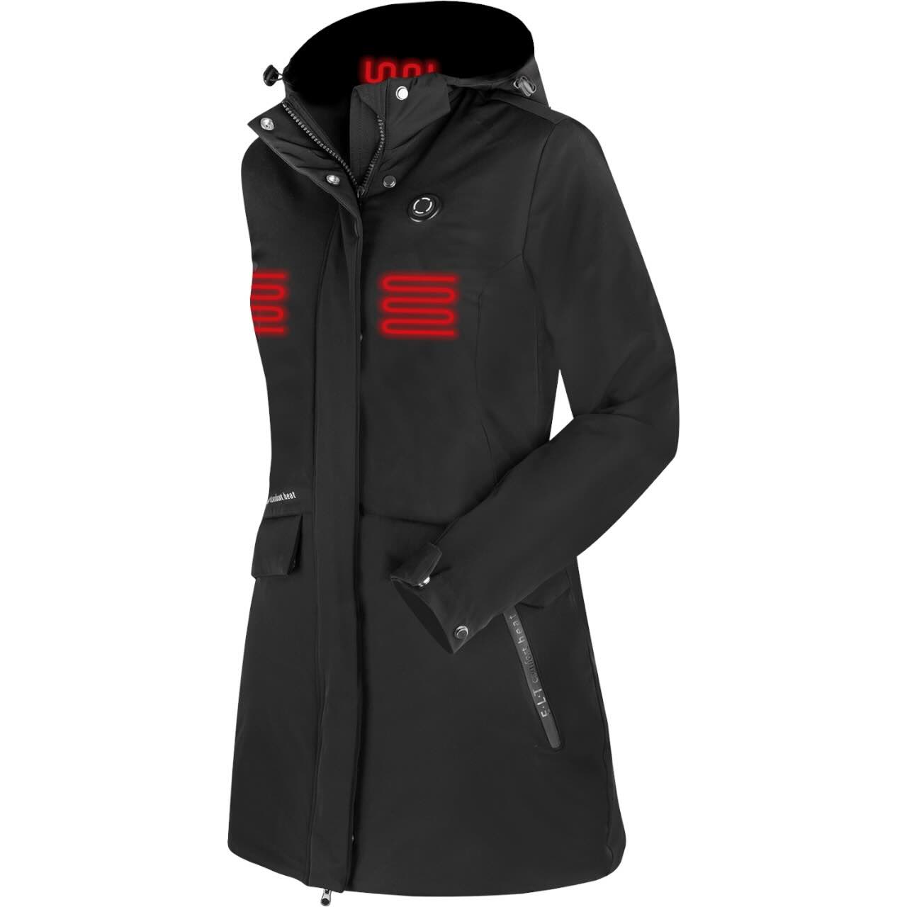 Heizparka Damen Comfort Heat Heizjacke, Schwarz, Produkt allein auf weißem Hintergrund.