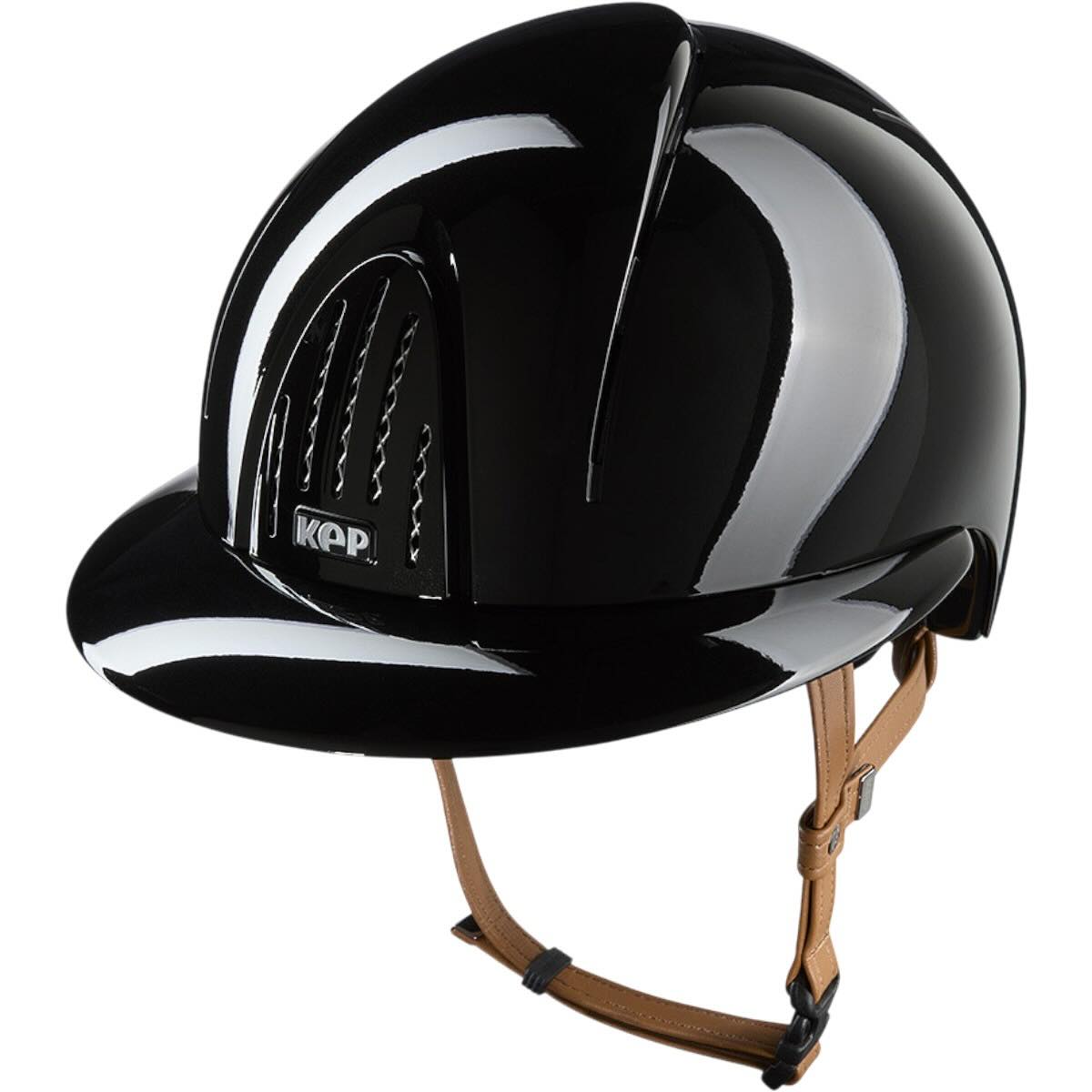 Reithelm Smart Nova Metallpolitur Polo Visier mit Beigen Kinnriemen