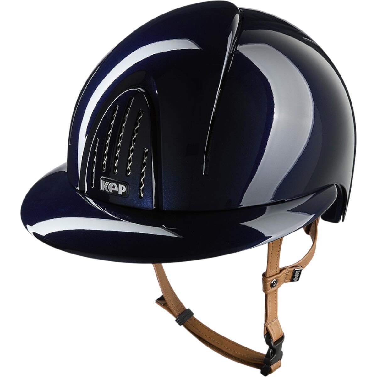 Reithelm Smart Nova Metallpolitur Polo Visier mit Beigen Kinnriemen