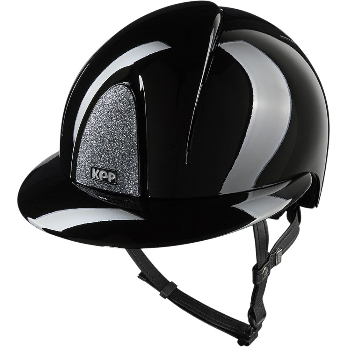 Reithelm Smart Nova Metallpolitur Polo Visier Star Silver, Black, Produkt allein auf weißem Hintergrund.