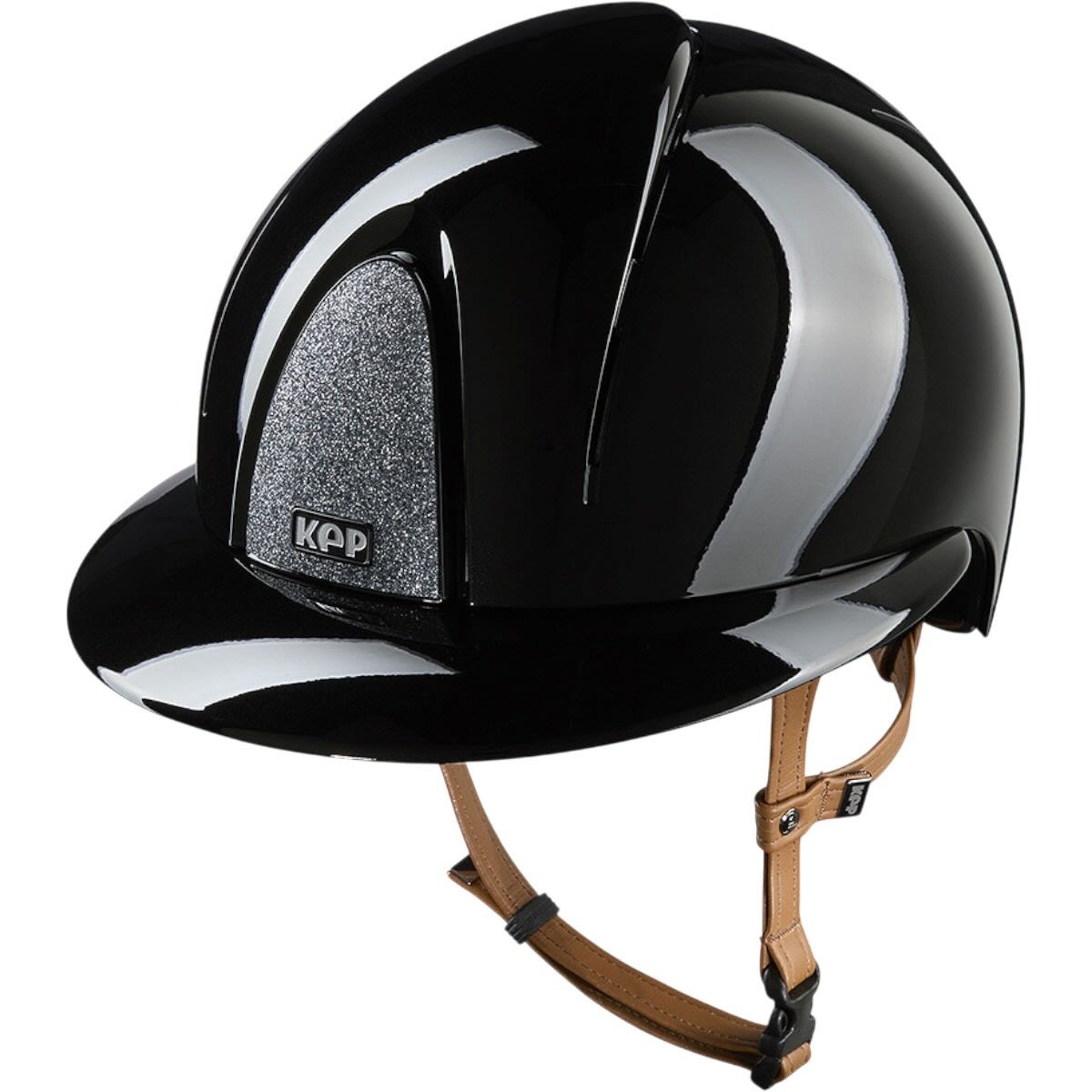 Reithelm Smart Nova Metallpolitur Polo Visier Star Silver mit Beigen Kinnriemen