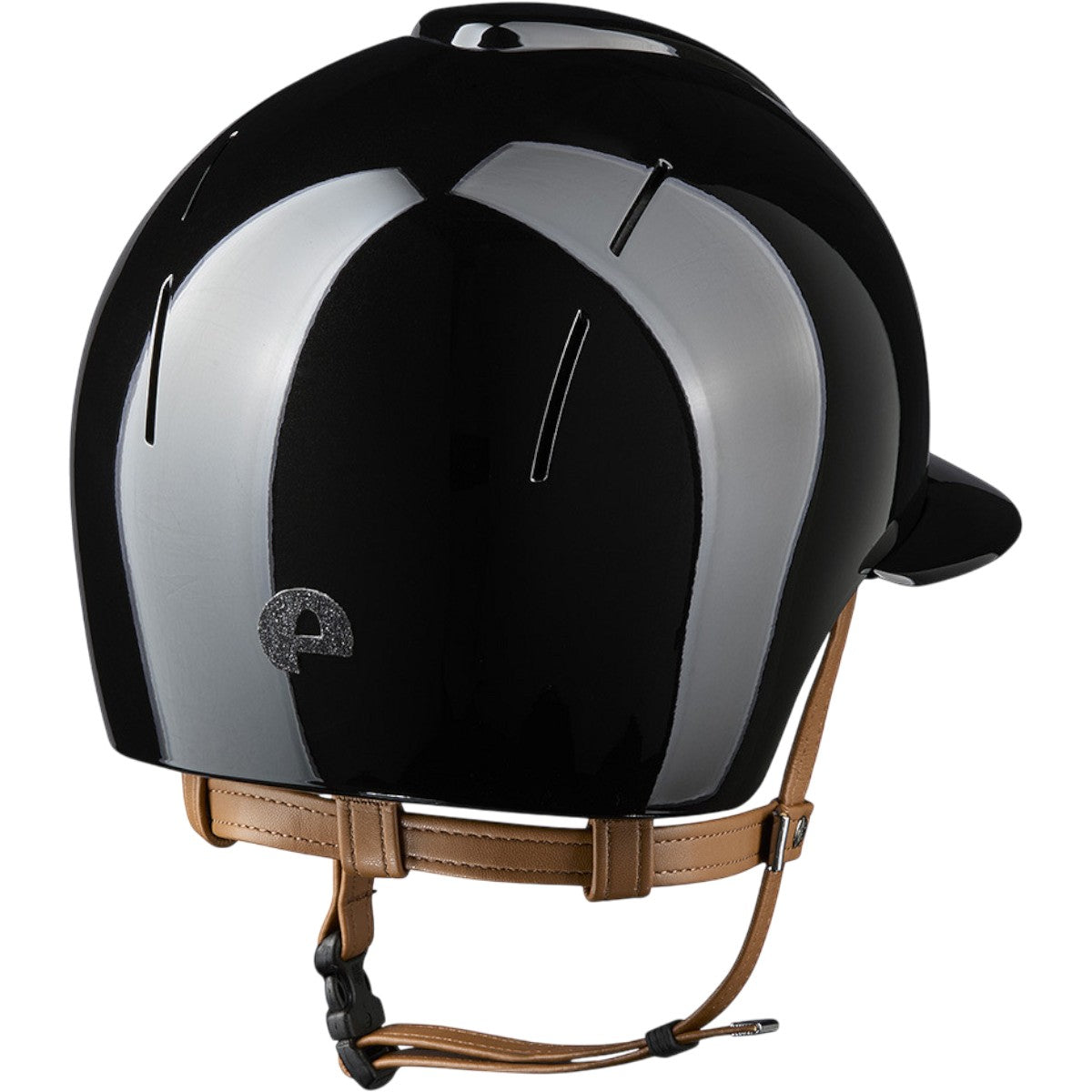 Reithelm Smart Nova Metallpolitur Polo Visier Star Black mit Beigen Kinnriemen