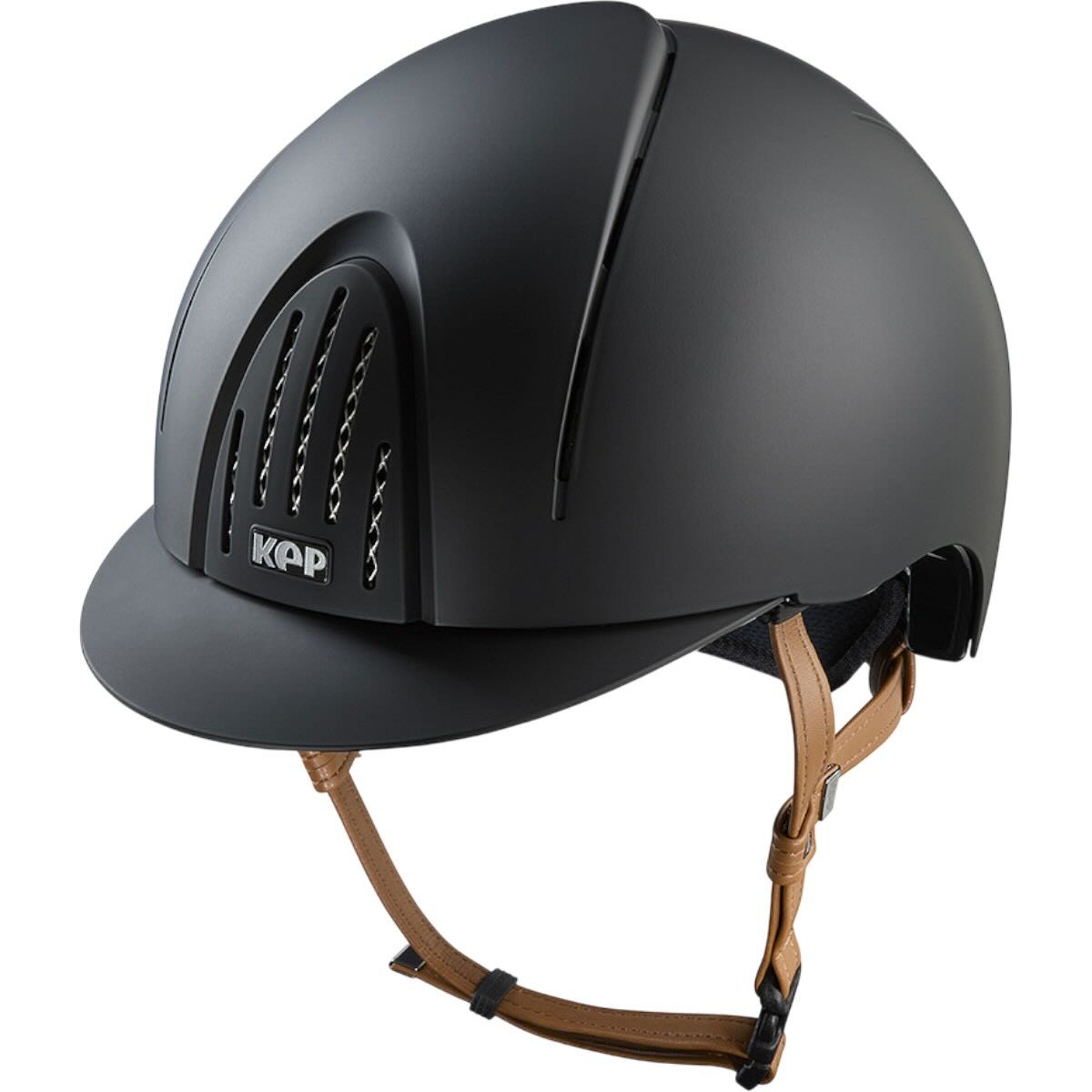 Reithelm Smart Nova Matt mit Beigen Kinnriemen - Black / M