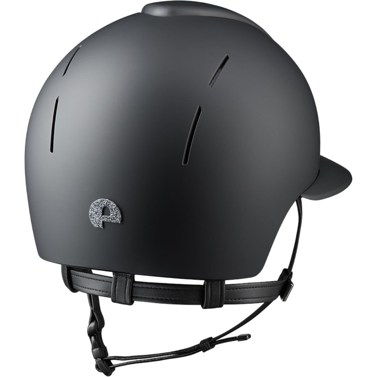 KEP Reithelm Smart Nova Matt Polo Visier Star Silver, Schwarz, Produkt allein auf weißem Hintergrund.