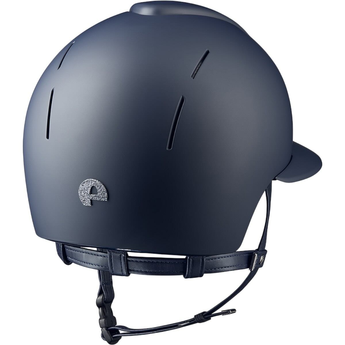 KEP Reithelm Smart Nova Matt Polo Visier Star Silver, Dunkelblau, Produkt allein auf weißem Hintergrund.