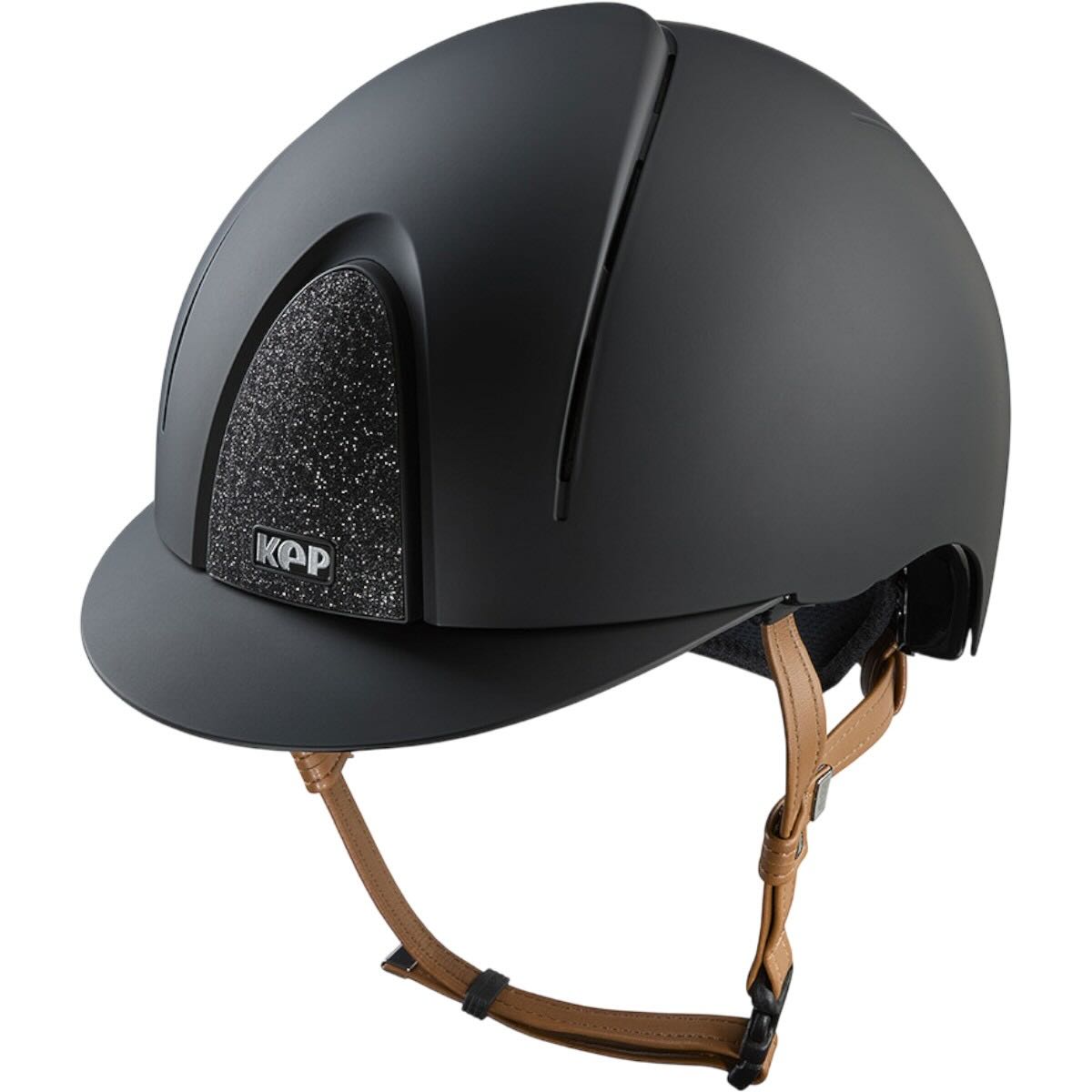 Reithelm Smart Nova Matt Star Black mit Beigen Kinnriemen