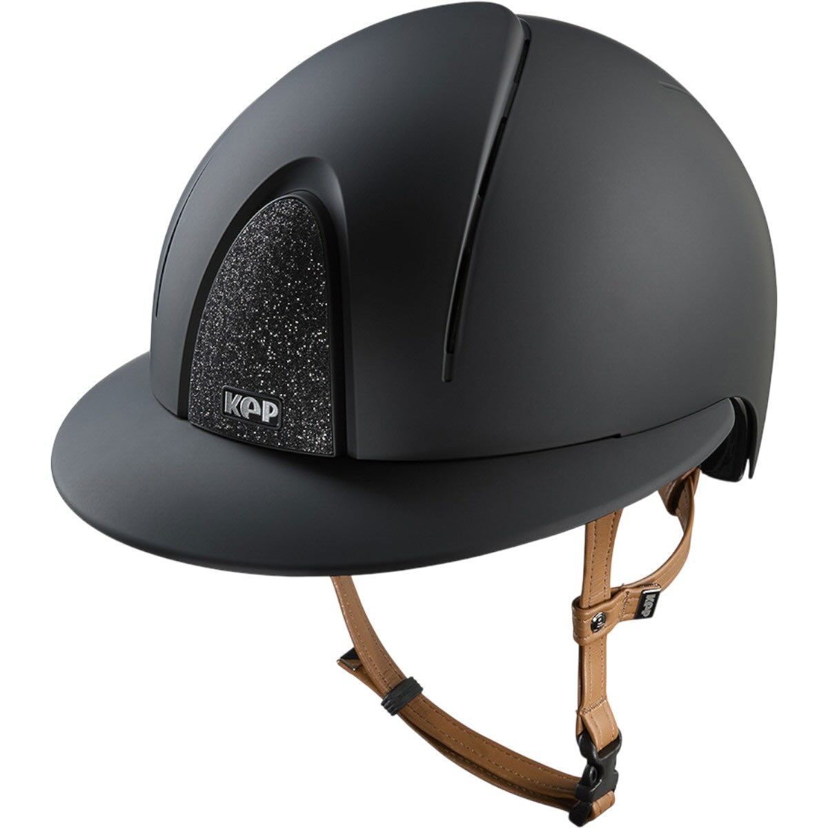 Reithelm Smart Nova Matt Polo Visier Star Black mit Beigen Kinnriemen