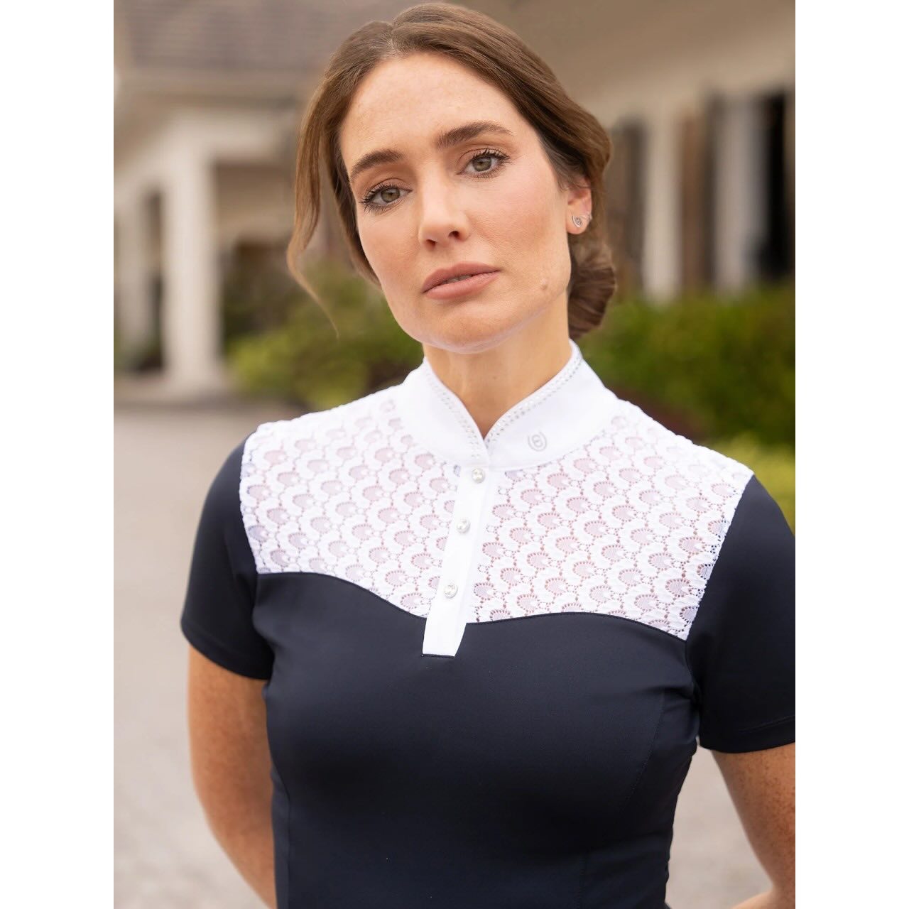 Turniershirt Damen Crystal Champion Copetition Top Navy T-Shirt