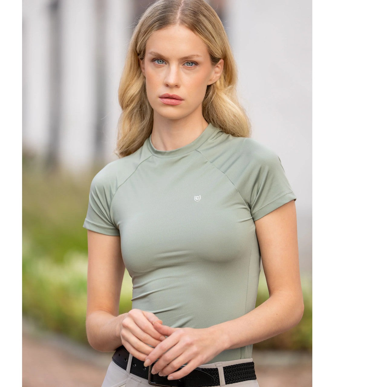 Shirt Damen Dynamic Short Sleeve Pistachio White Sportshirt