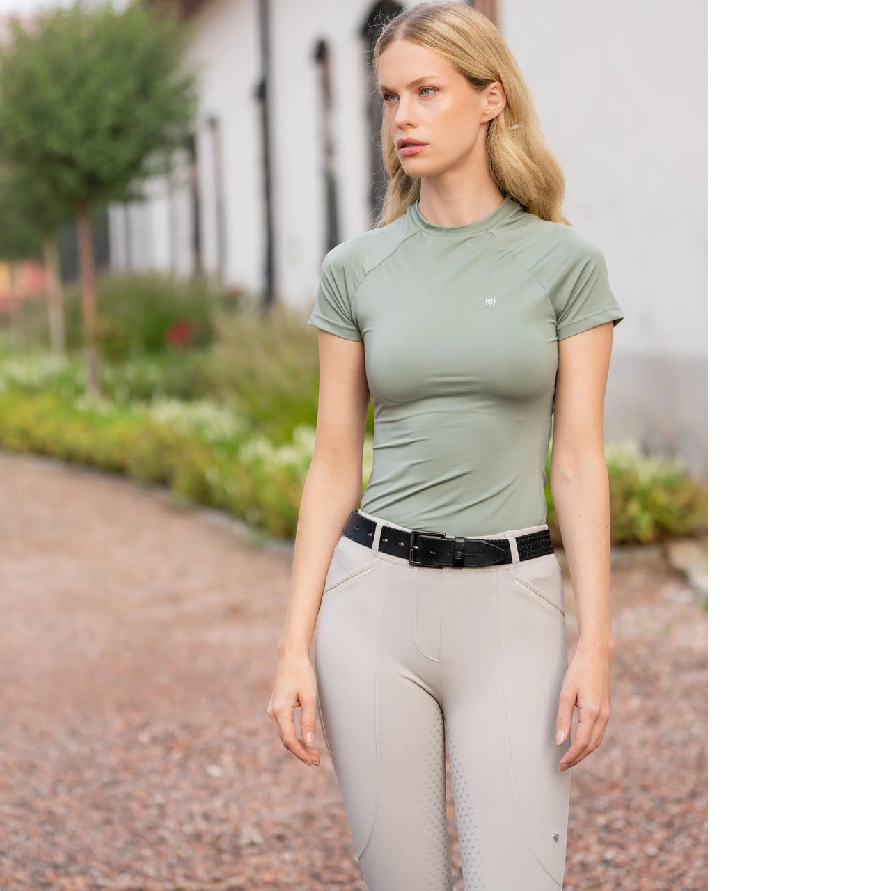 Shirt Damen Dynamic Short Sleeve Pistachio White Sportshirt