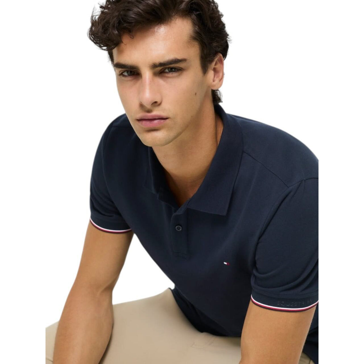 Poloshirt Herren Davis FS 2026 Shirt, Dunkelblau, Mann trägt das Shirt.