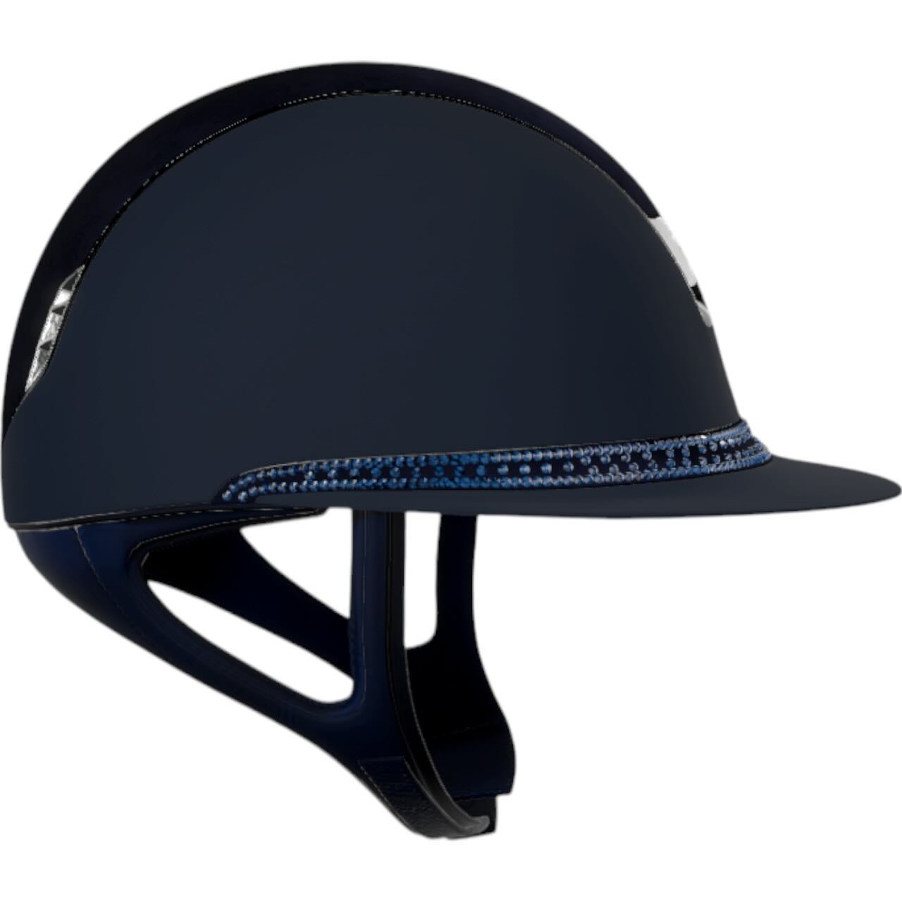 Reithelm Miss Shield 2.0 Shadowmatt Blue Alcantara Chrome Silber Tiara Blue Graphite Helm