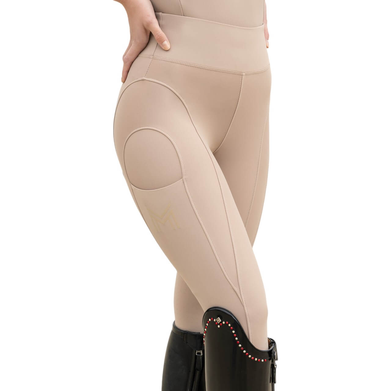 Reitleggings Damen Full-Grip Outline Damenreitleggings