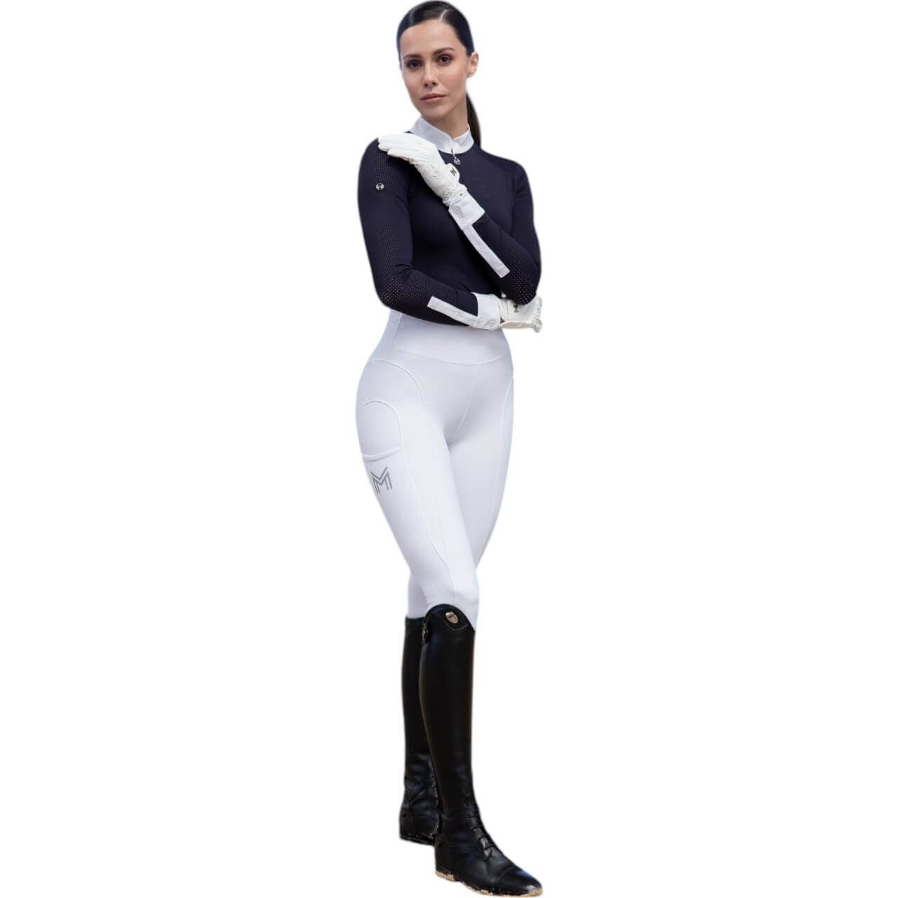 Reitleggings Damen Full-Grip Outline Damenreitleggings
