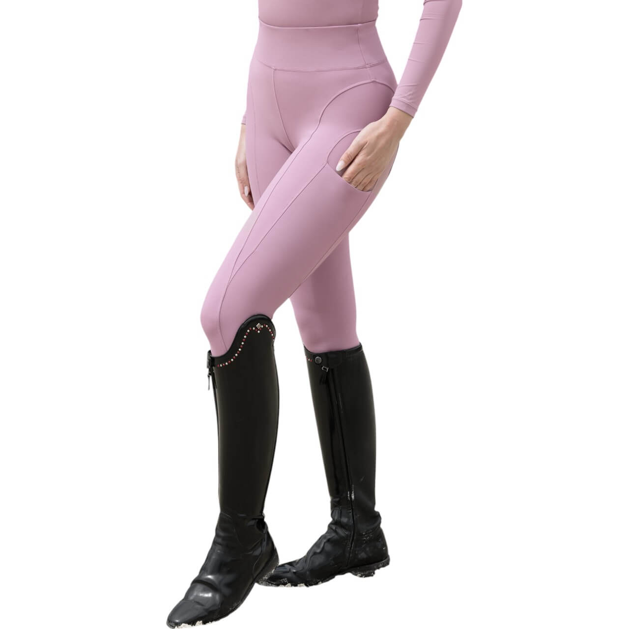 Reitleggings Damen Full-Grip Outline Damenreitleggings