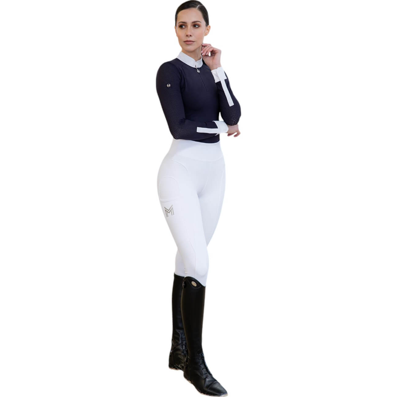 Reitleggings Damen Full-Grip Outline Damenreitleggings