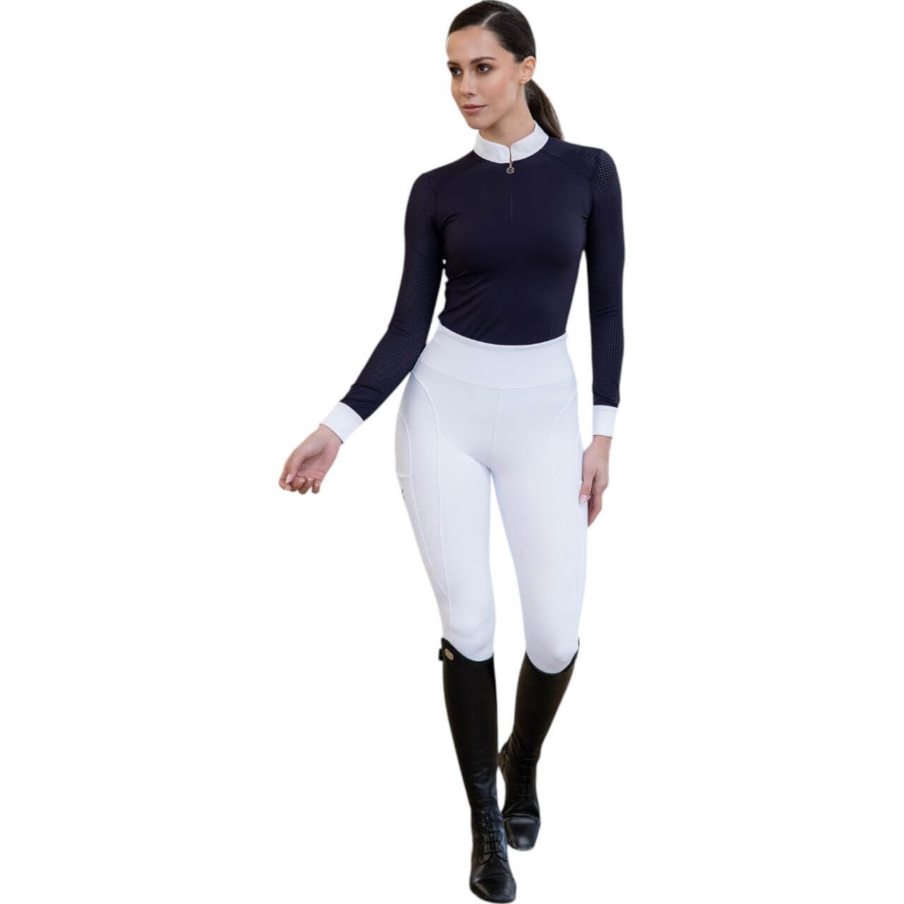 Reitleggings Damen Full-Grip Outline Damenreitleggings