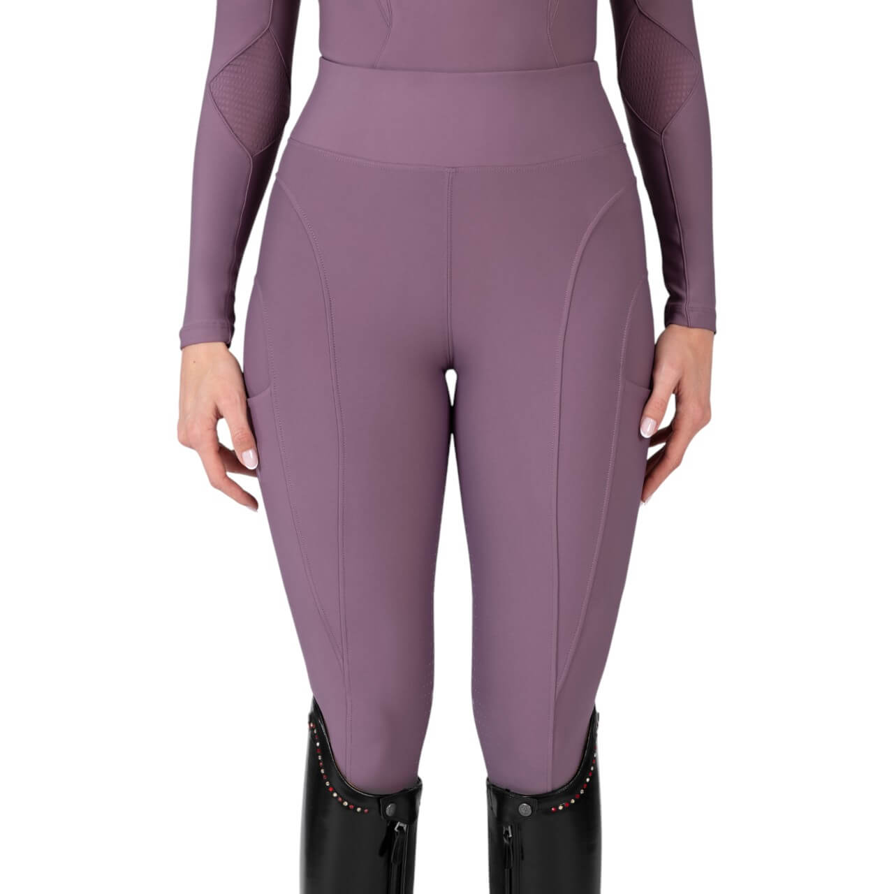 Reitleggings Damen Full-Grip Outline Damenreitleggings
