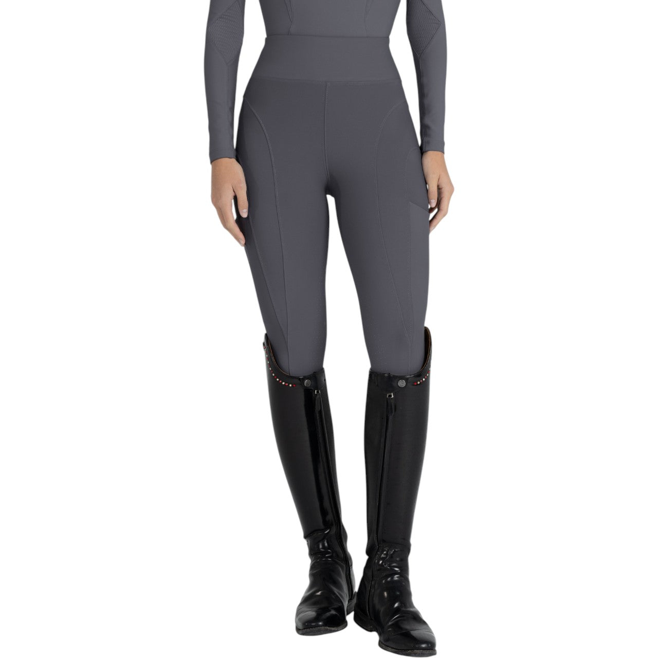 Reitleggings Damen Knee-Grip Outline Damenreitleggings