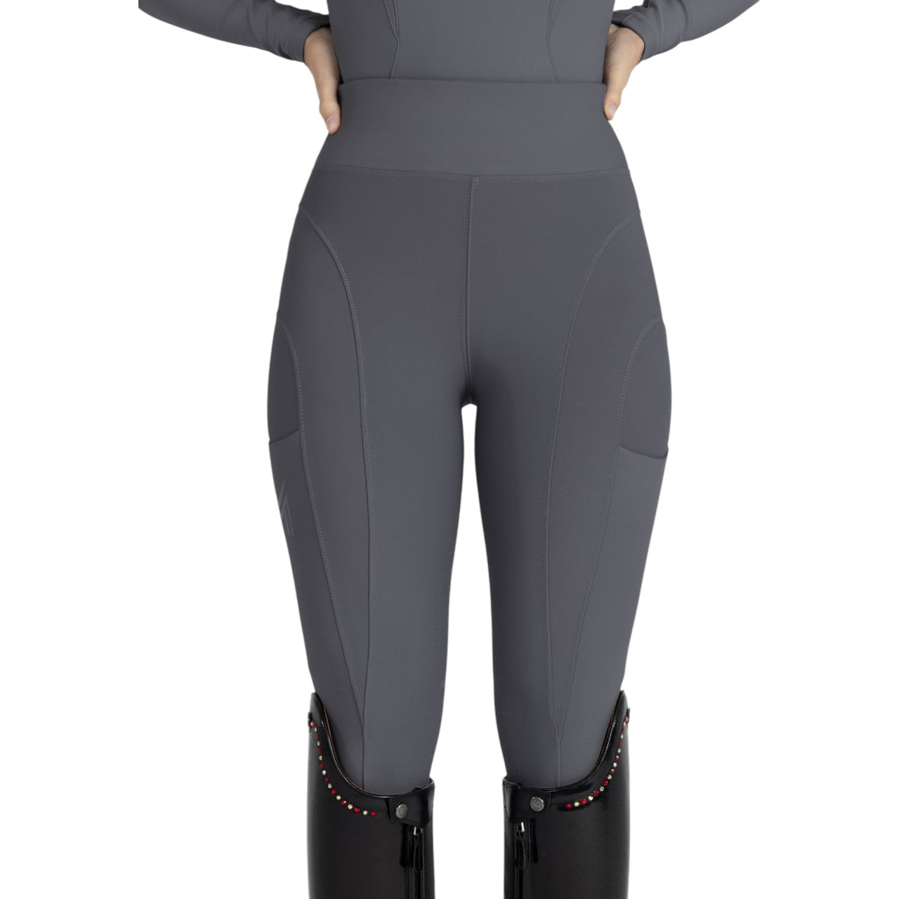 Reitleggings Damen Knee-Grip Outline Damenreitleggings