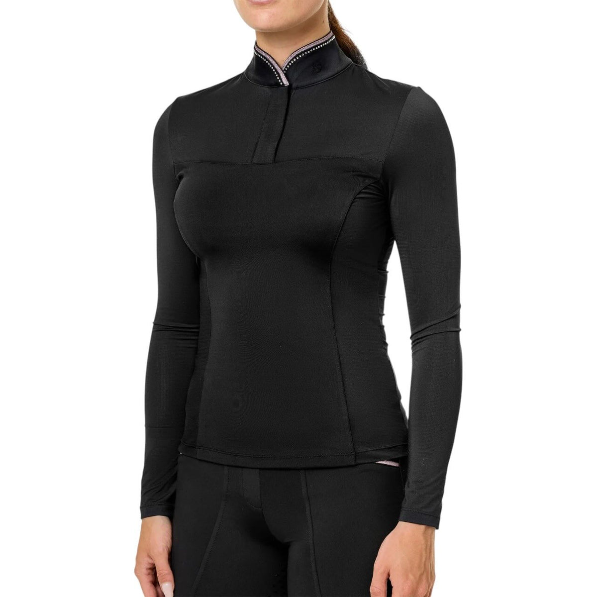 Turniershirt Damen Revenew Top Black Pink Glimmer Langarmshirt