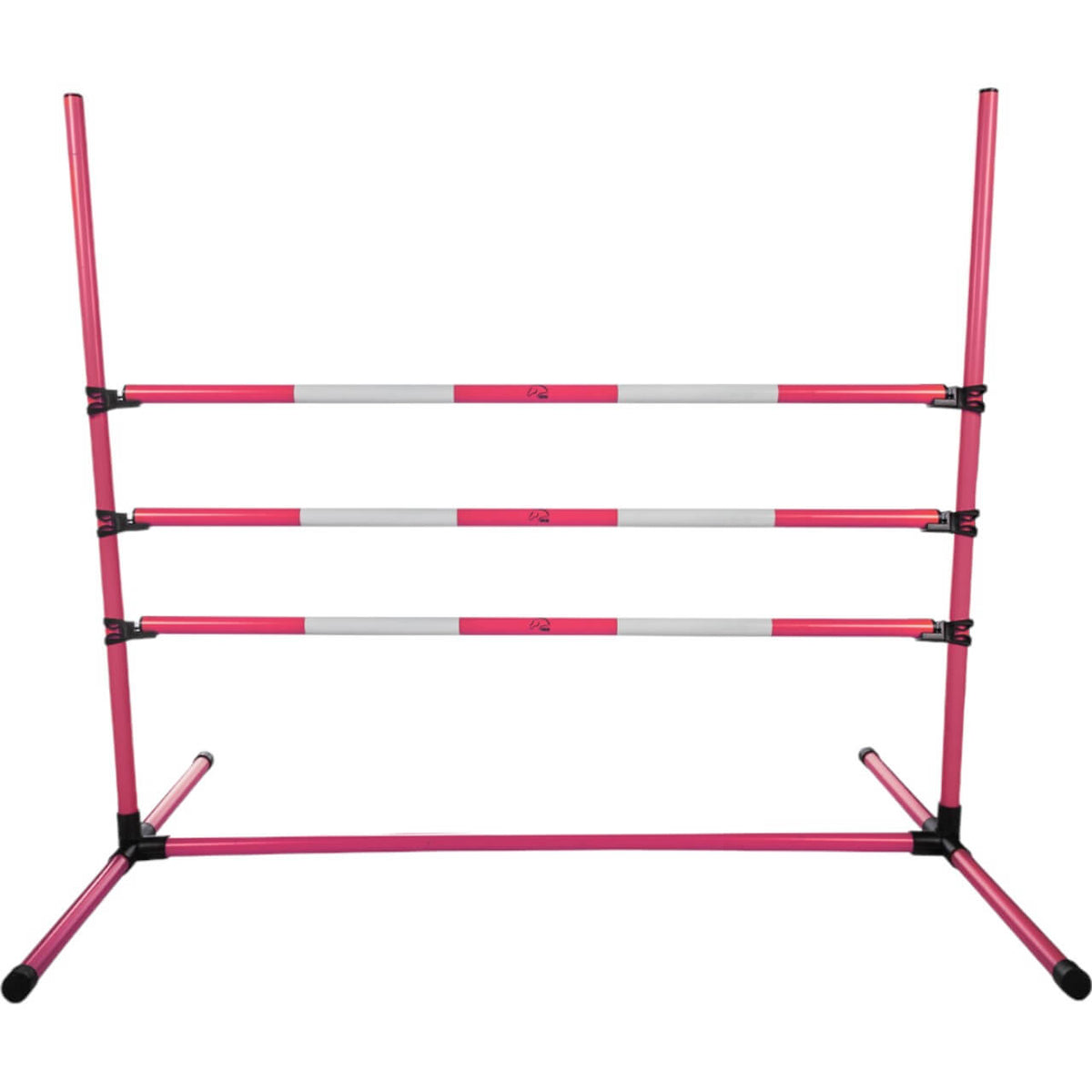 HKM Kids Sprung-Set Hobby Horsing, Pink, drei Hindernisstangen und Seitenteile auf weißem Hintergrund.