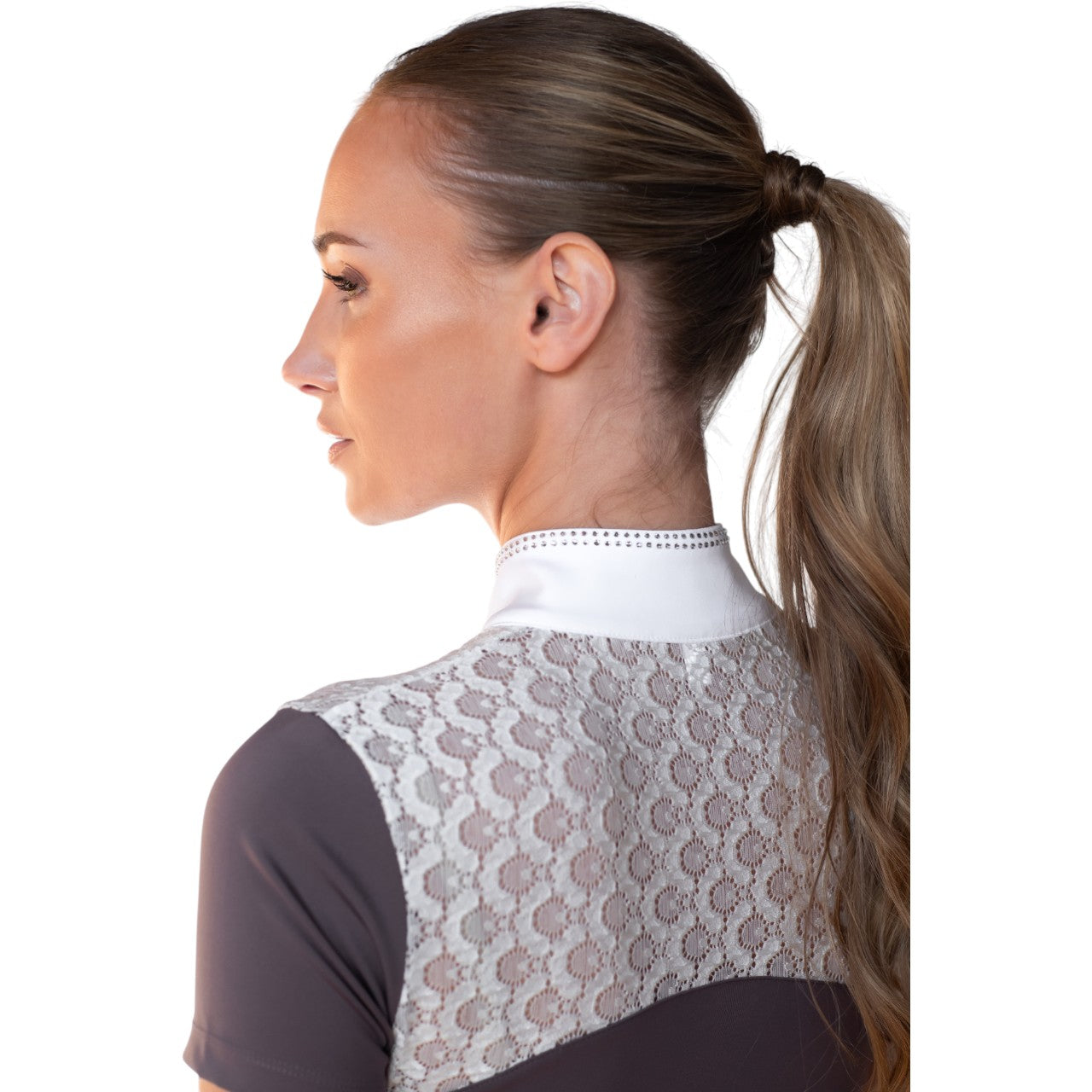Turniershirt Damen Kurzarm Crystal Champion White Dark Violet Shortsleeve