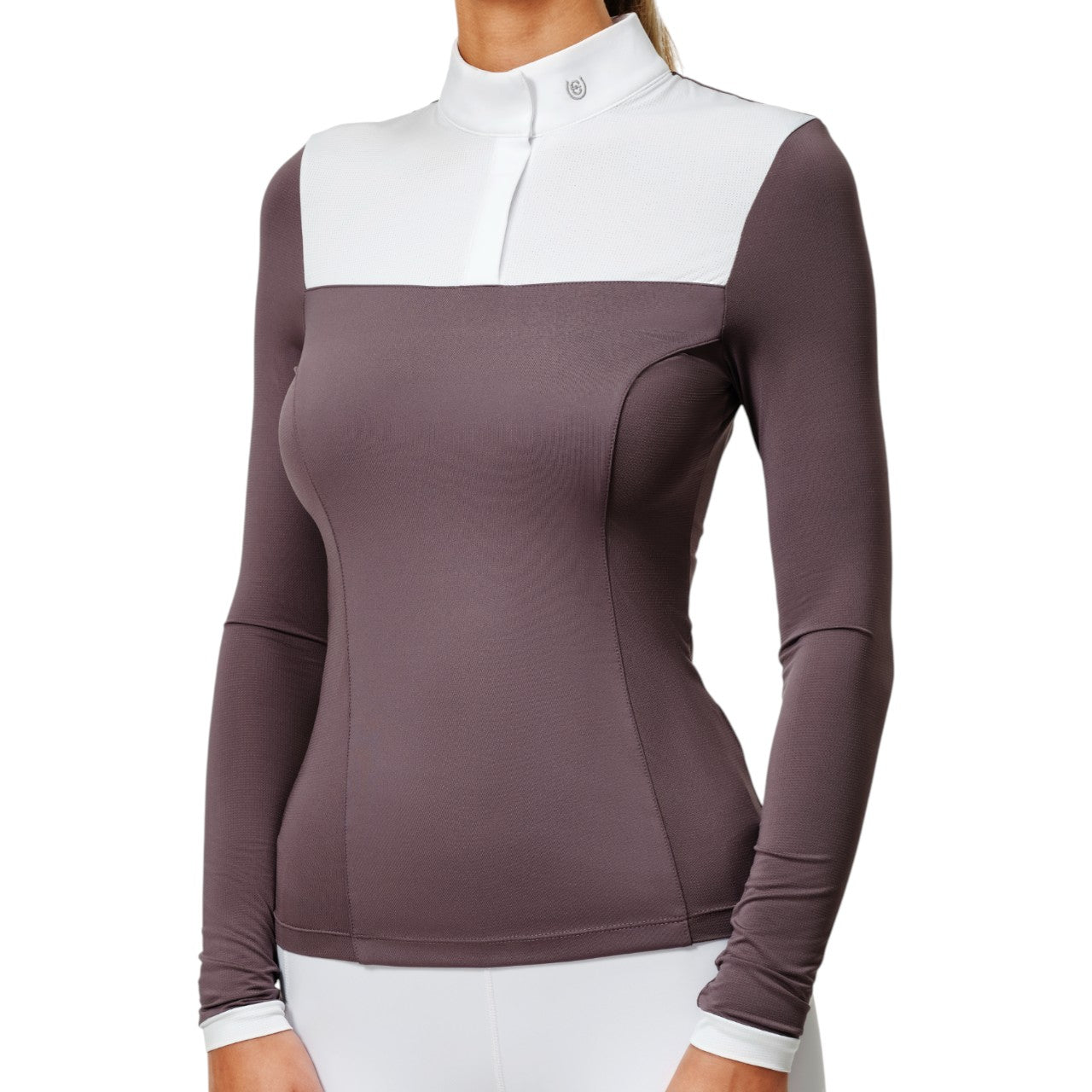 Turniershirt Damen Langarm Fine Line White Dark Violet Longsleeve