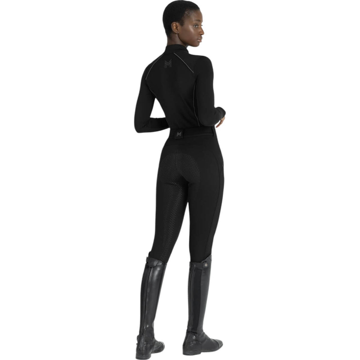 Reithose Damen Full-Grip Arctic Fleeced Breeches, Schwarz, Model trägt die Reithose.