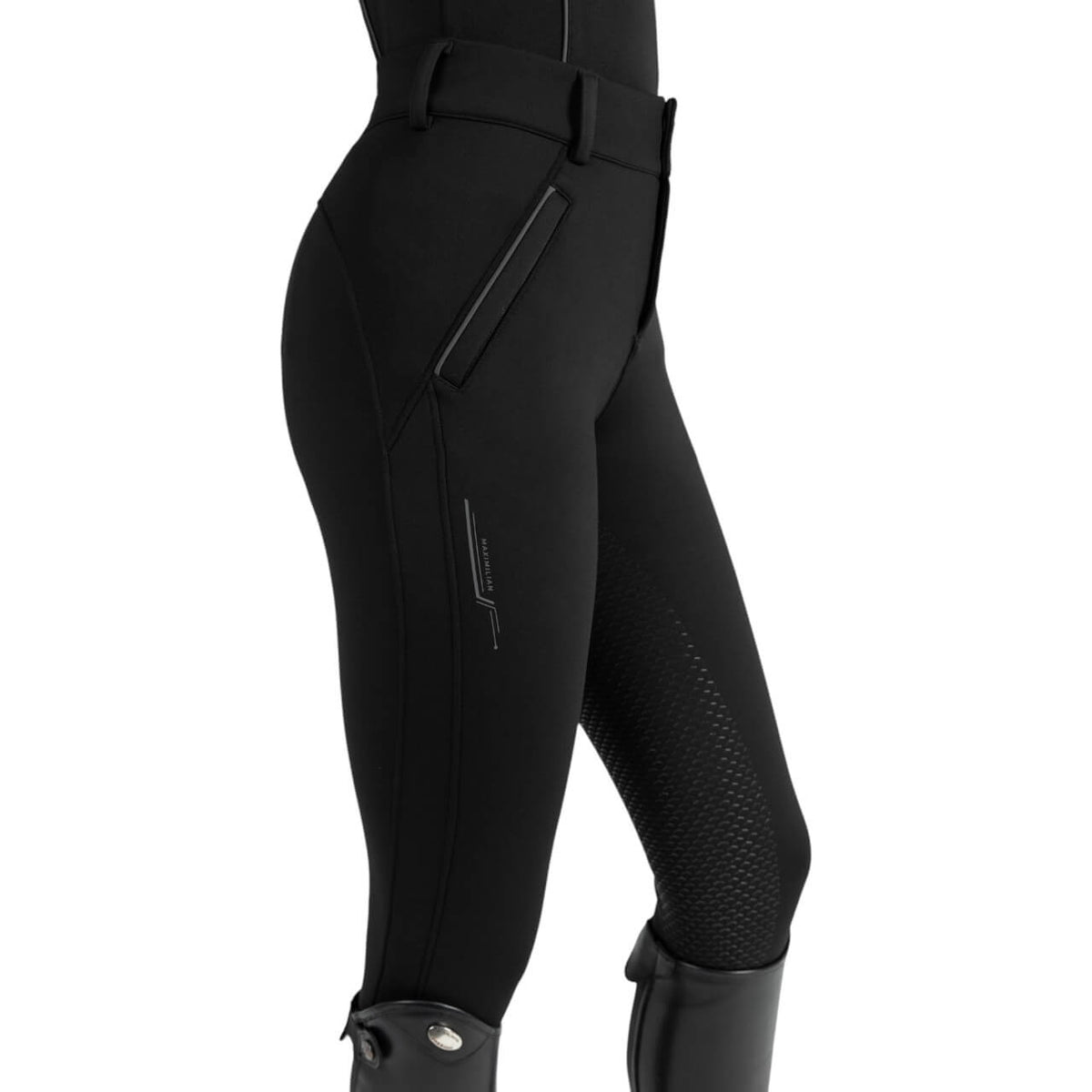 Maximilian Equestrian Reithose Damen Full-Grip Arctic Fleeced Breeches, Schwarz, Produkt allein.