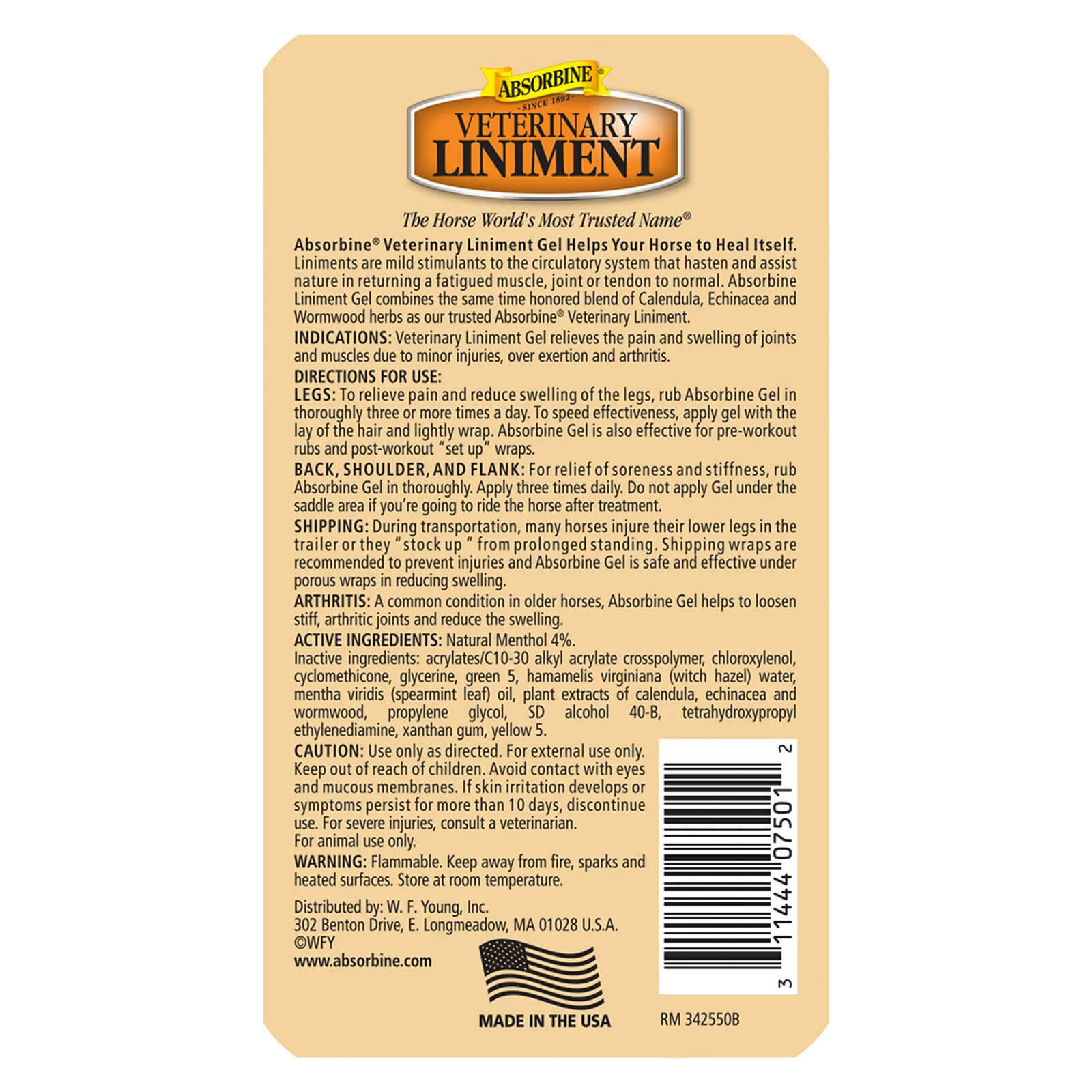 Pflegemittel Veterinary Liniment Gel Regenerationsmittel