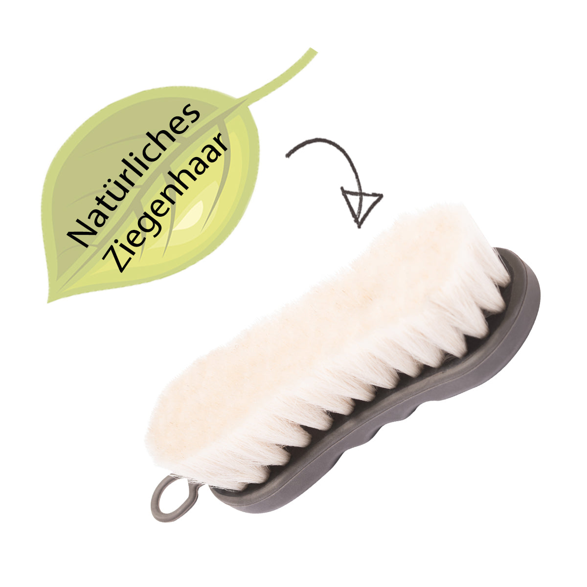 Animalon Gesichtsbürste Ziegenhaar Staubbürste weiche Borsten, Produkt allein auf weißem Hintergrund.