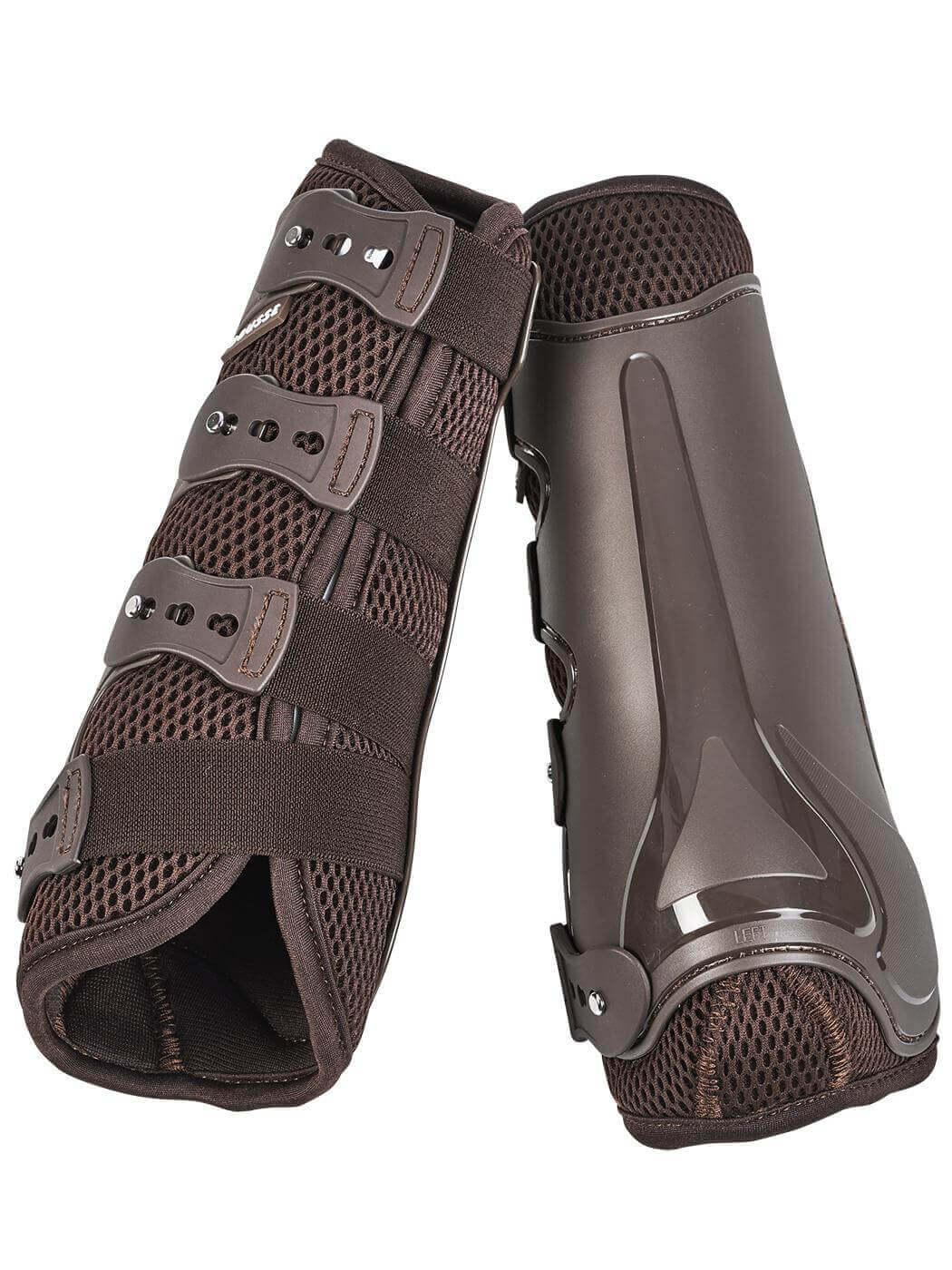 Gamaschen Dressage-Pro-Mesh, Braun, Produkt allein auf weißem Hintergrund.