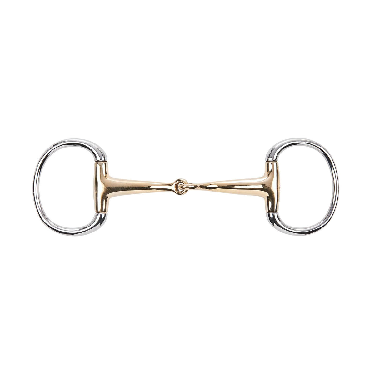 Olivenkopfgebiss Einfach Gebrochen KAUGAN®-Shaped 16 mm Trense, Gold, Produkt allein auf weißem Hintergrund.