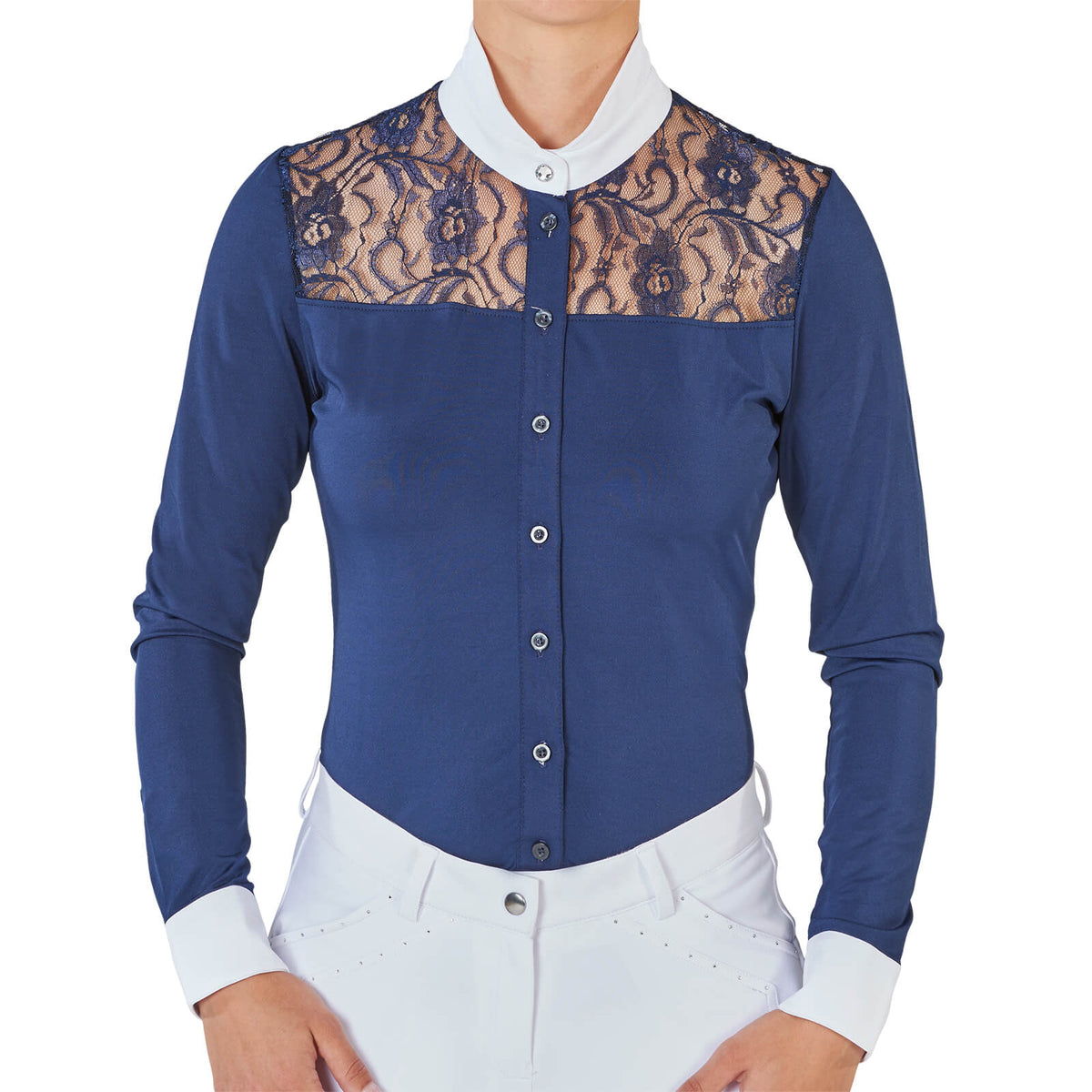 Turnier-Shirt Damen Novara II, Navy, an Person getragen.