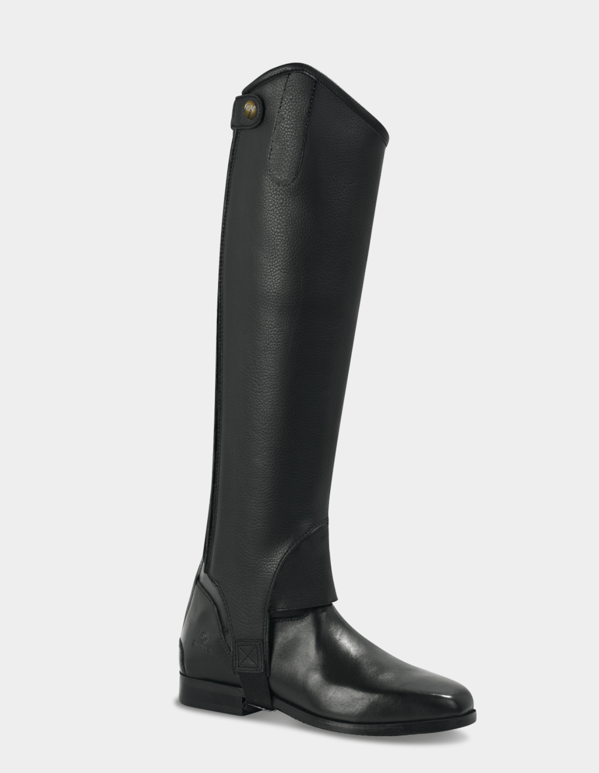 Wadenchaps Soft Kurzchaps, Schwarz, Produkt allein auf weißem Hintergrund.