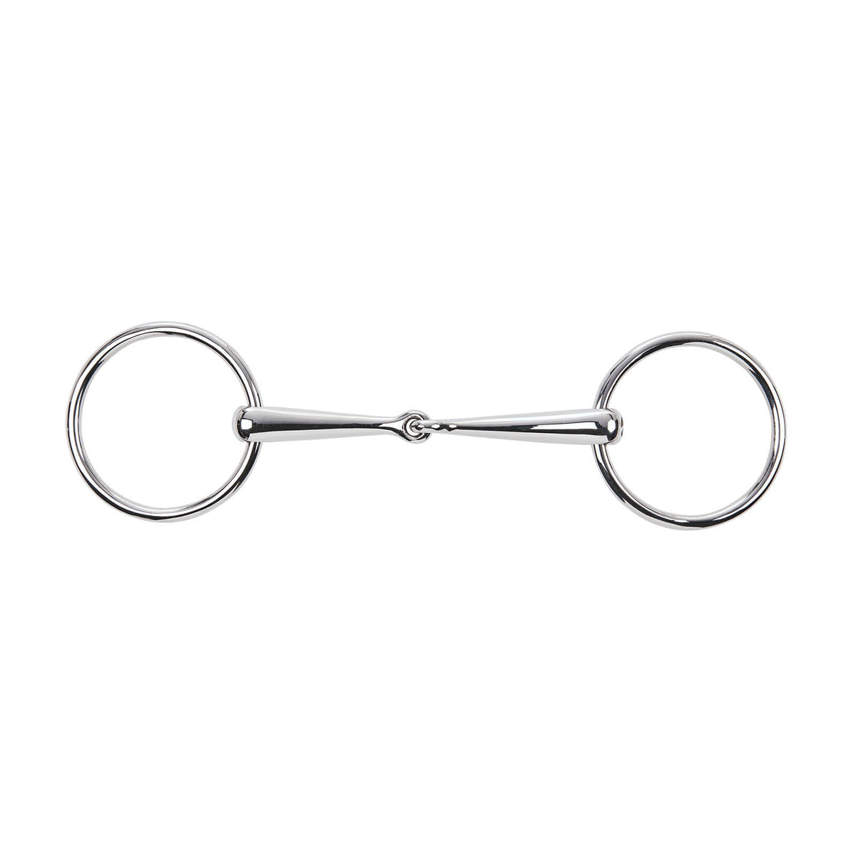 Wassertrense Einfach Gebrochen 14 mm Gebiss, silber, Produkt allein auf weißem Hintergrund.