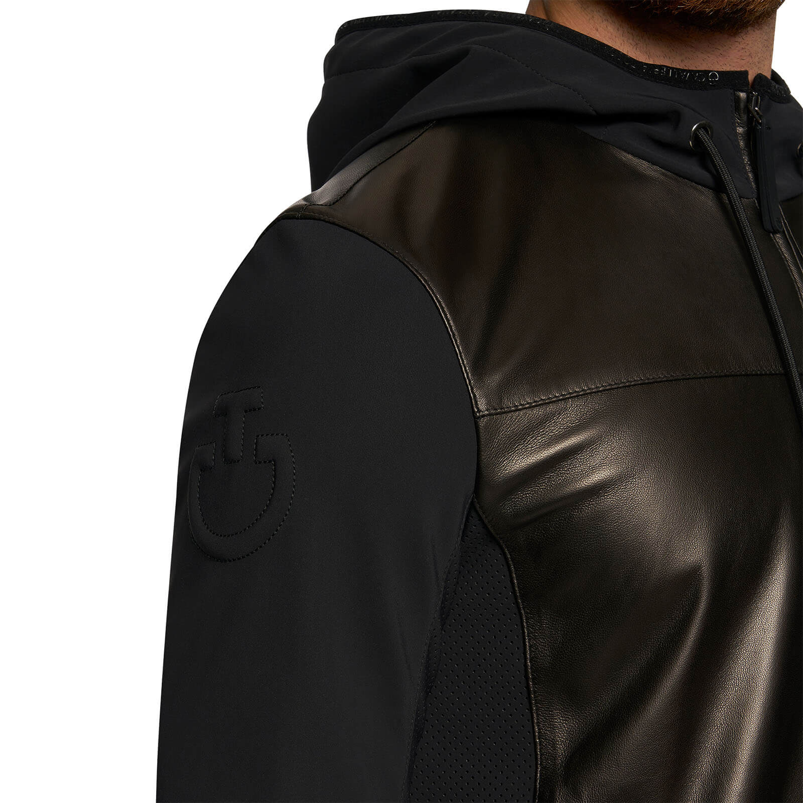 Jacke Herren Hooded Leather Zip w/ Jersey Inserts FS 2022 Lederjacke