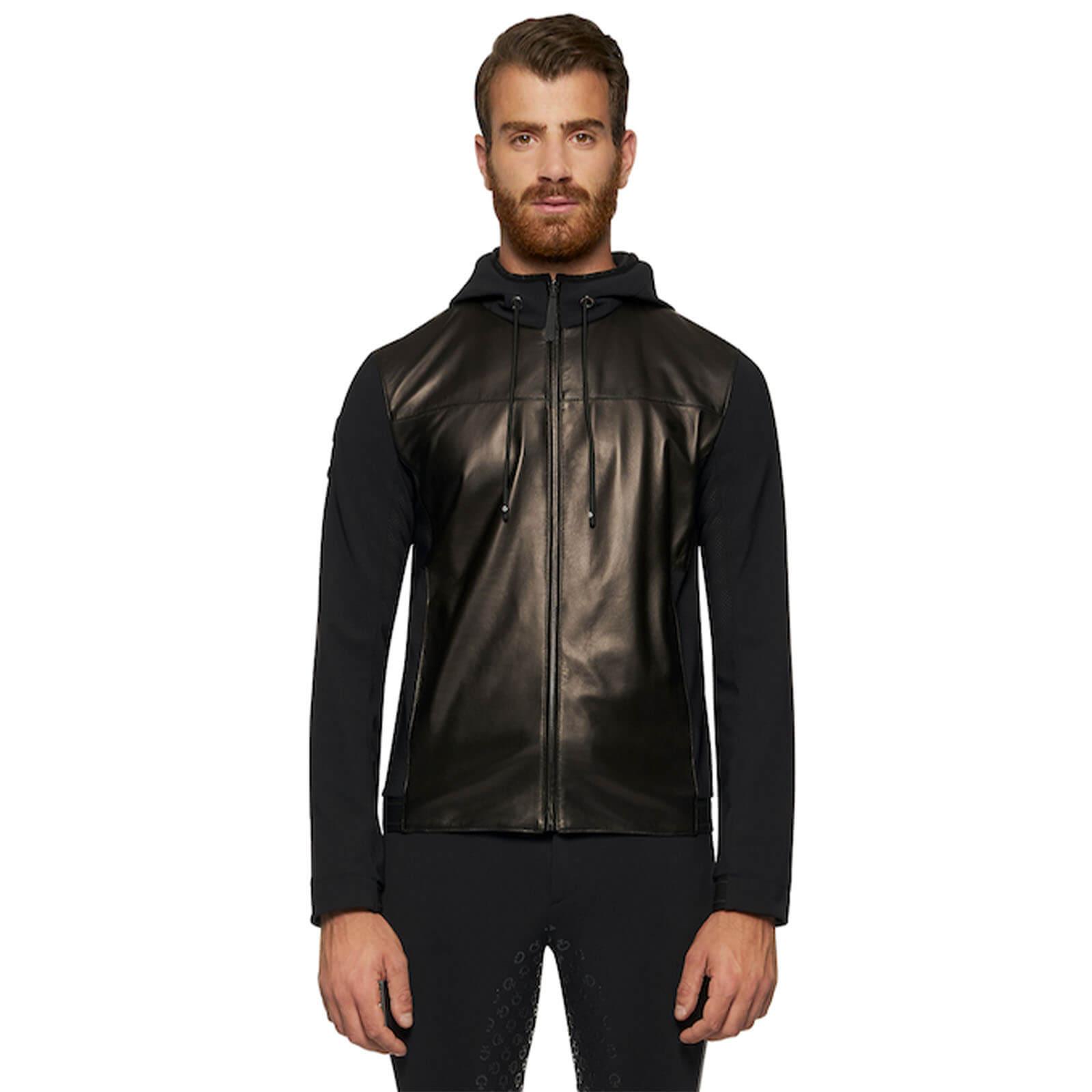 Jacke Herren Hooded Leather Zip w/ Jersey Inserts FS 2022 Lederjacke