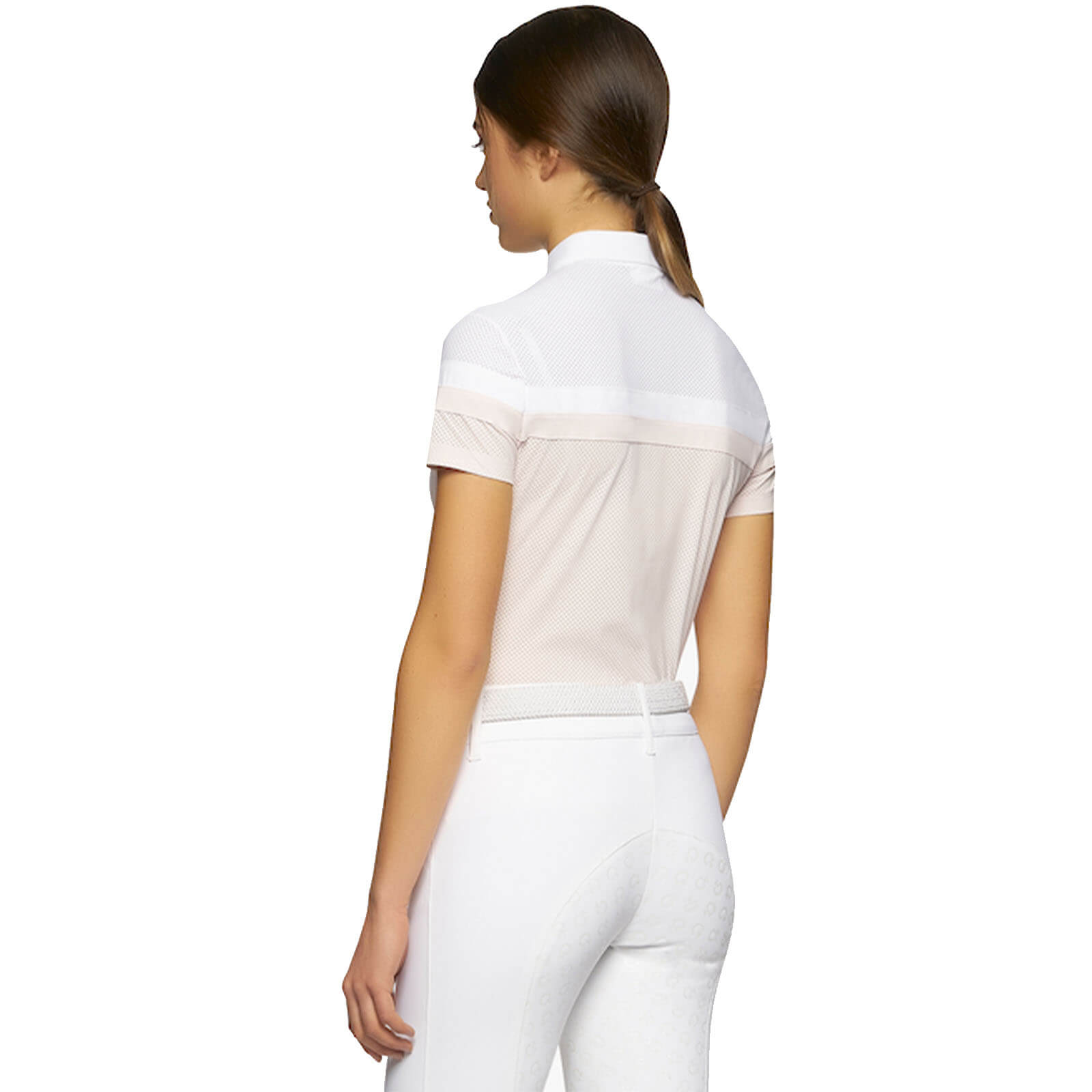 Trainings-Poloshirt Damen Perforated Jersey Short Sleeve w/ Jersey Stripes