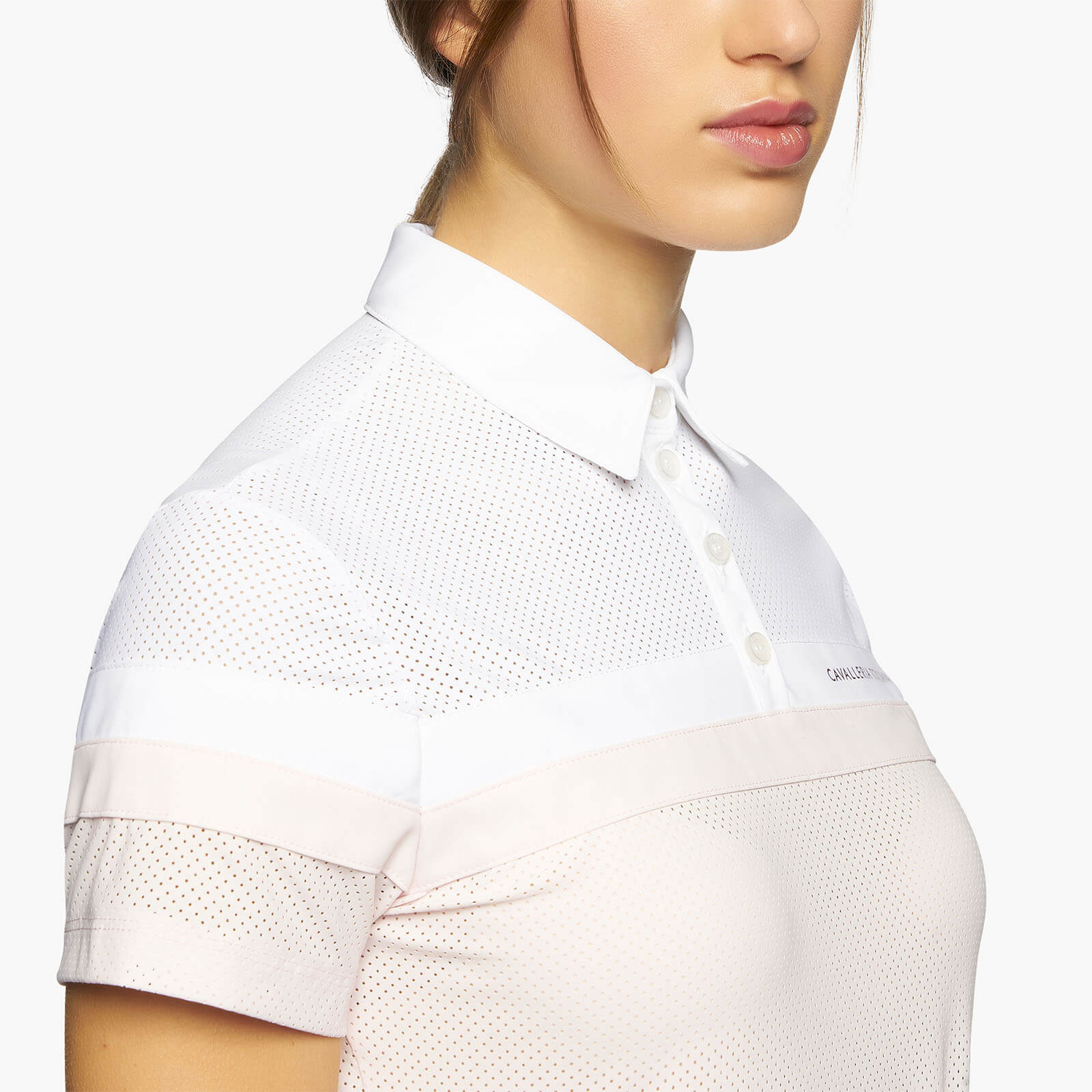 Trainings-Poloshirt Damen Perforated Jersey Short Sleeve w/ Jersey Stripes
