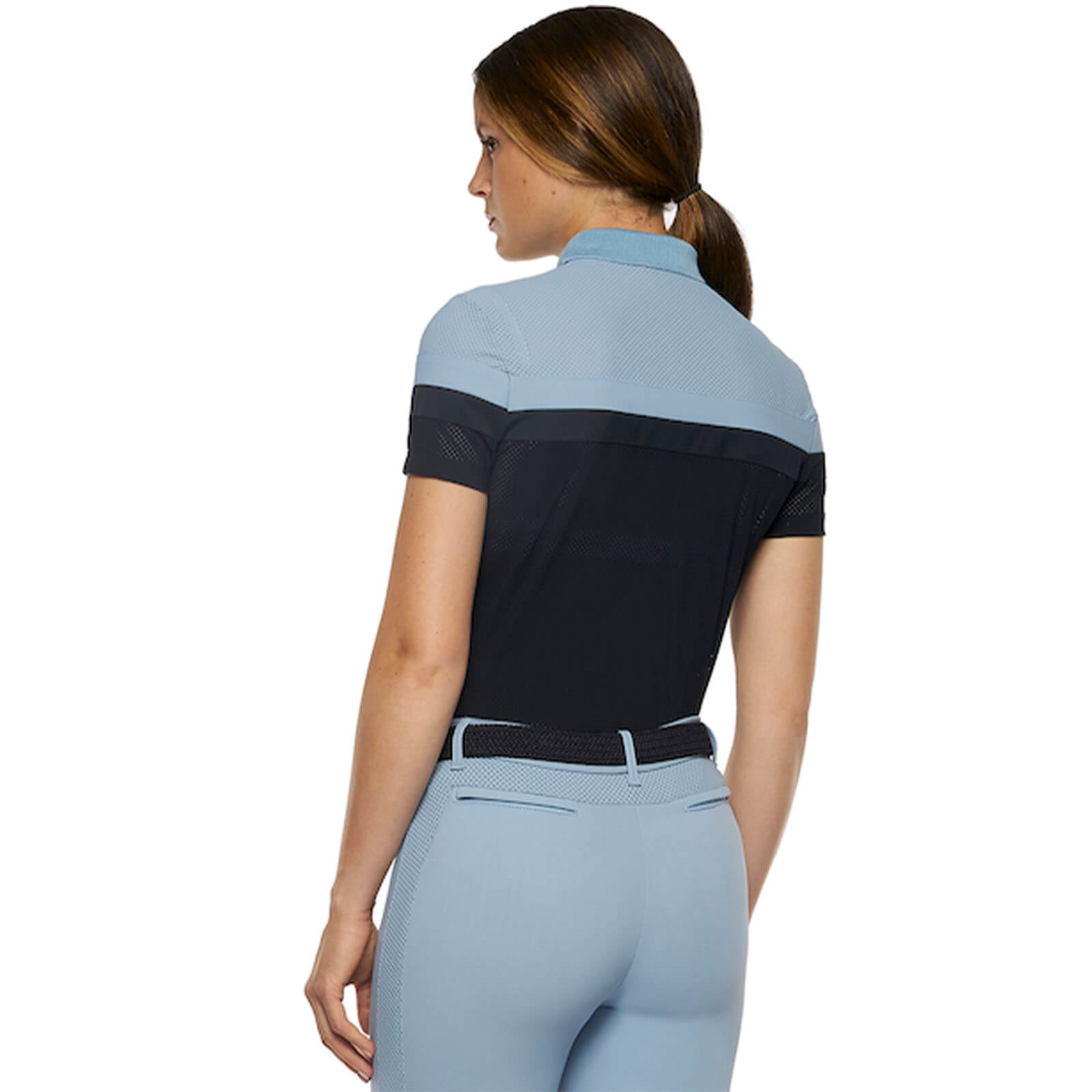 Trainings-Poloshirt Damen Perforated Jersey Short Sleeve w/ Jersey Stripes