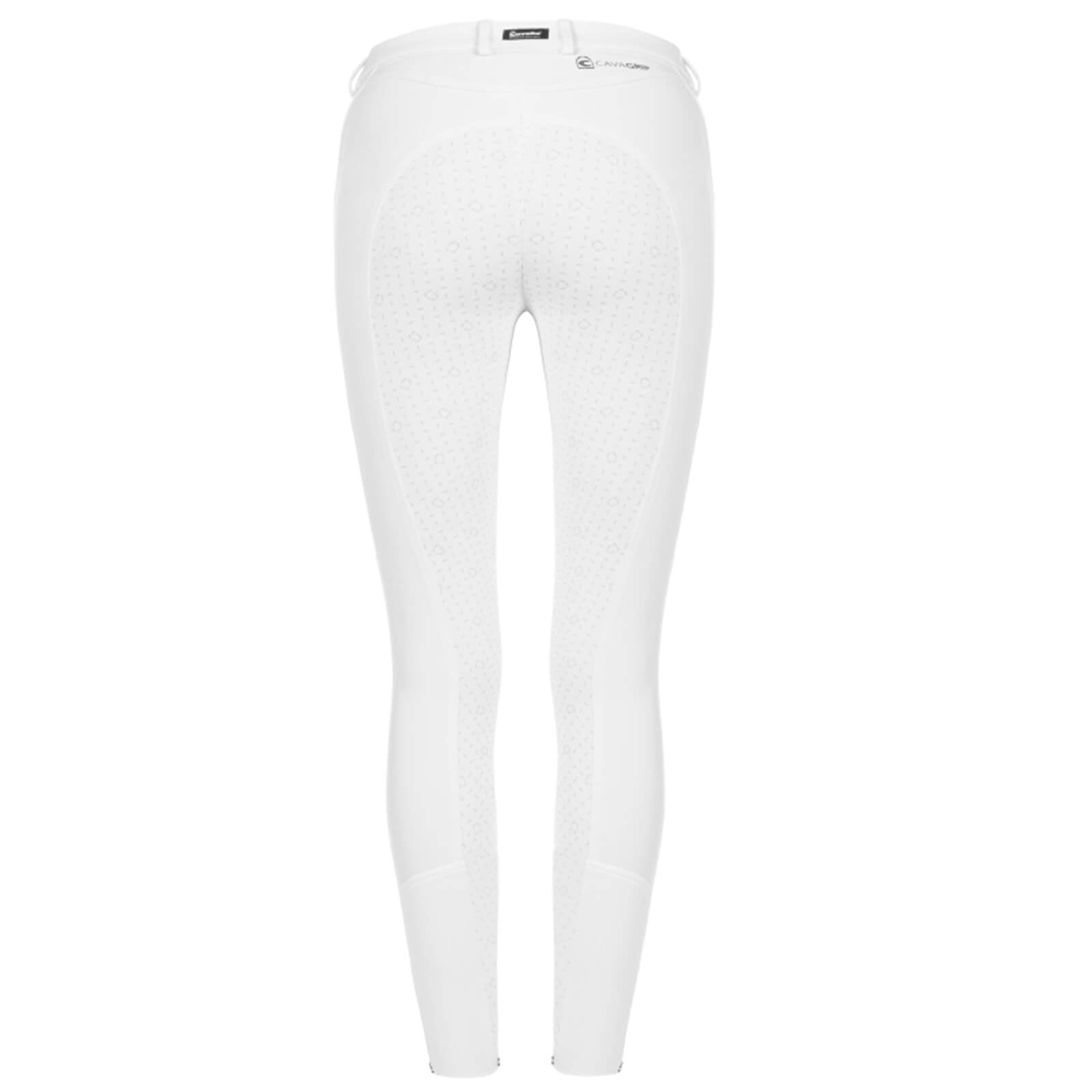 Cavallo Reithose Damen Full-Grip Caja Grip Microfaser, Weiß, Produkt allein auf weißem Hintergrund.
