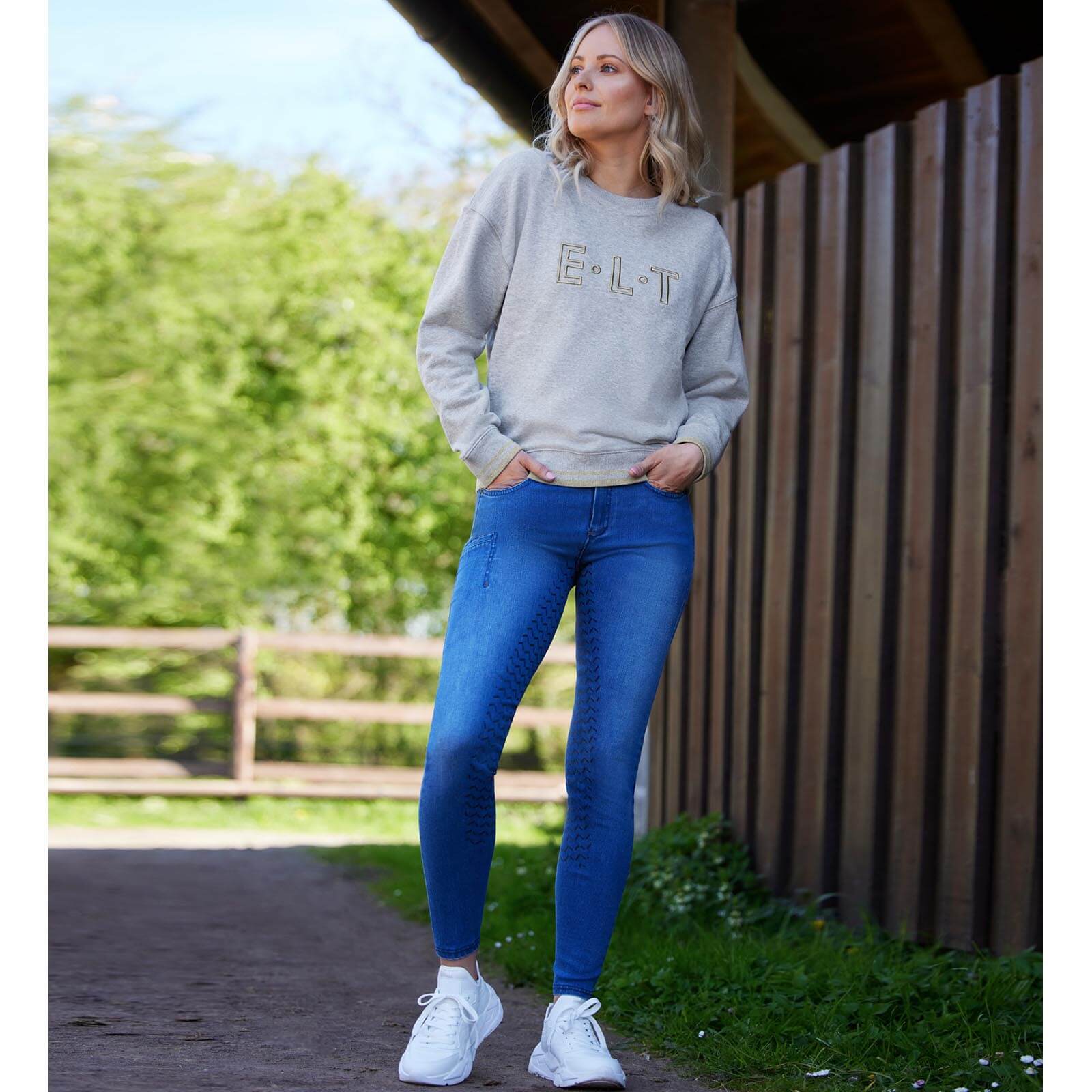 Reithose Damen Full-Grip Jeans Luna Jeansreithose
