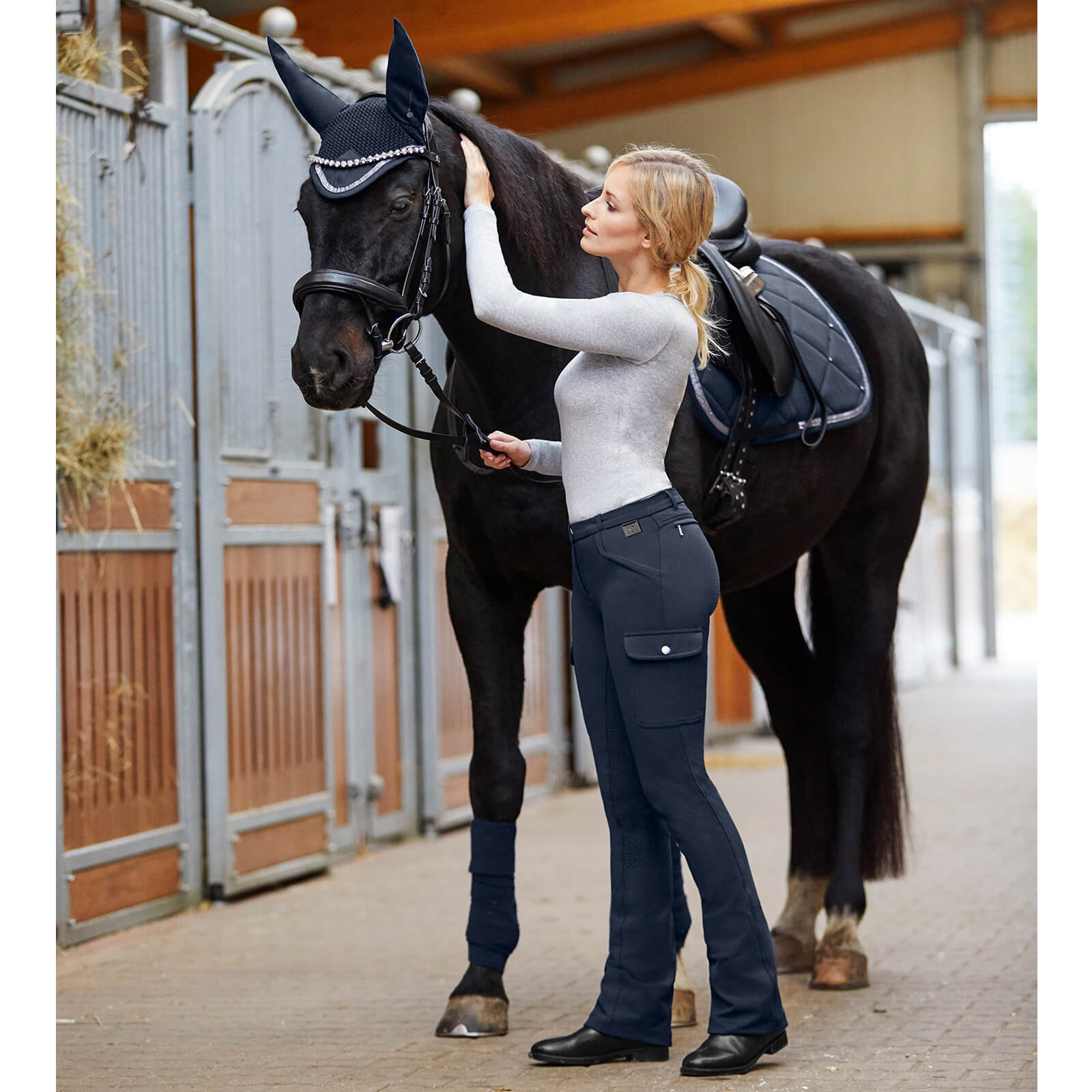 Reithose Damen Full-Grip Micro Jodhpur Cargo Silikon