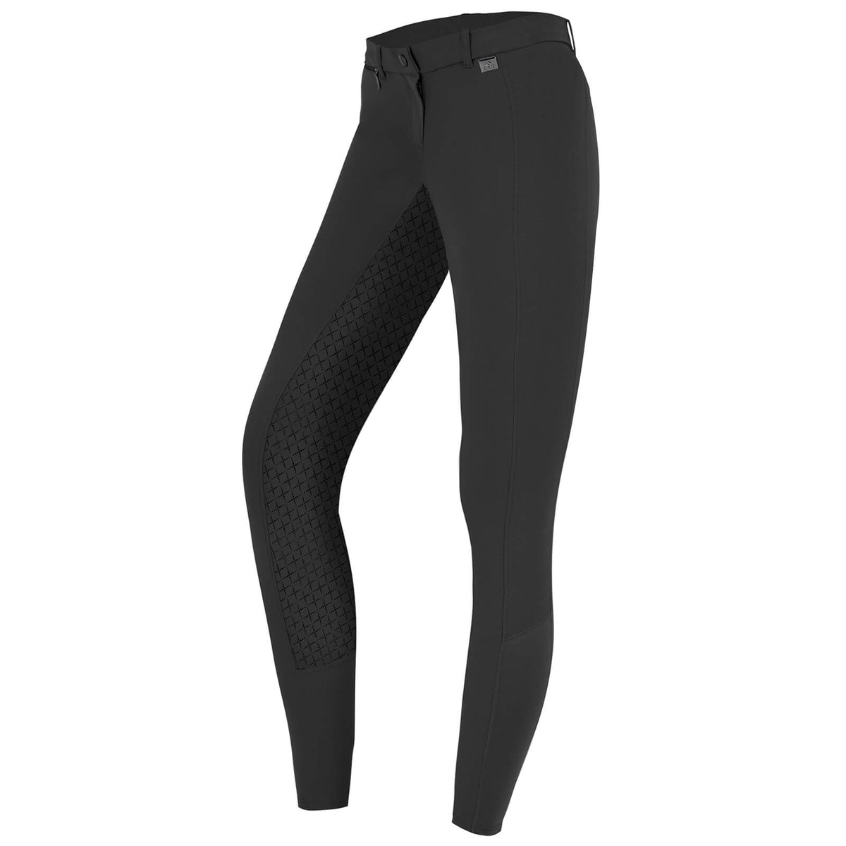Reithose Kinder Full-Grip Micro Sport Silikon, Schwarz, Produkt allein auf weißem Hintergrund.