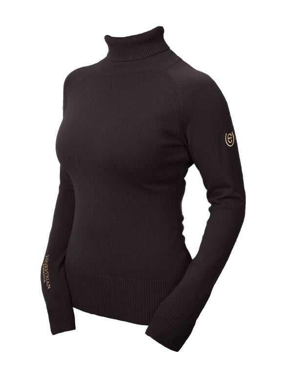 Pullover Damen Polo Top Golden Brown Rollkragenpullover