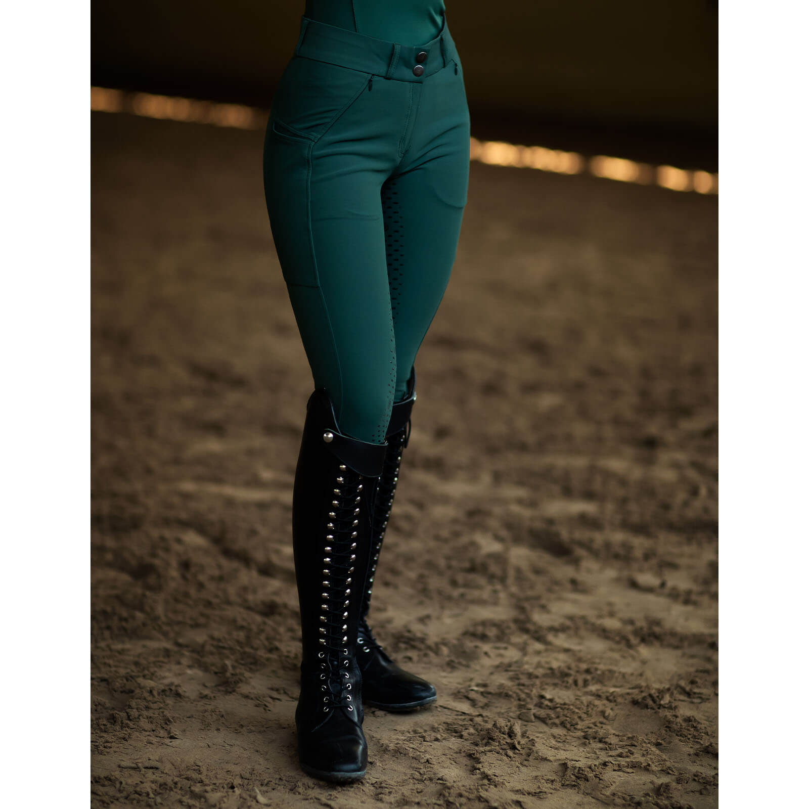 Reithose Full-Grip Dressage Elite Sycamore Green Vollbesatz Damenreithose