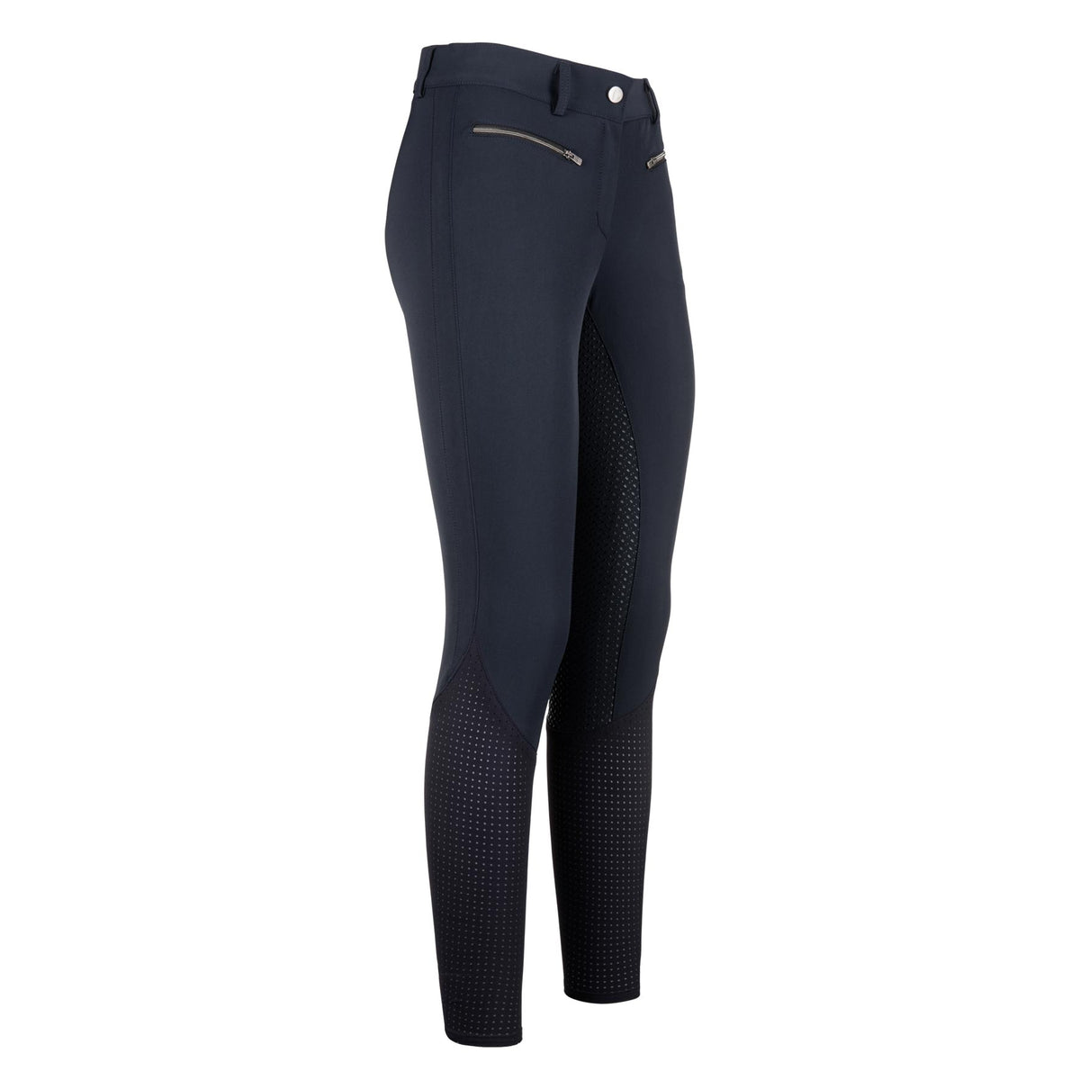 Reithose Damen ESAirflow Classic Full Grip Vollbesatz Damenreithose, Navy, Produkt allein auf weißem Hintergrund.